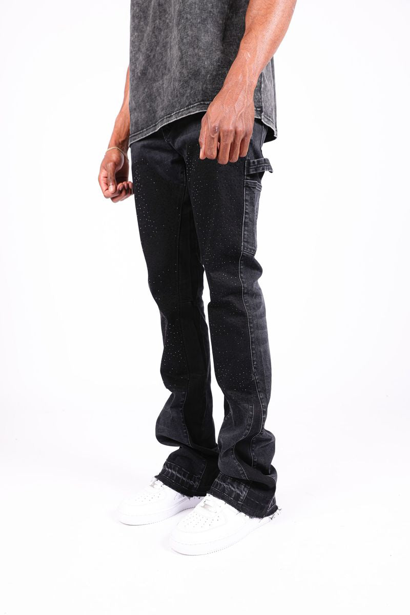 Carpenter stacked studed Denim black 1007