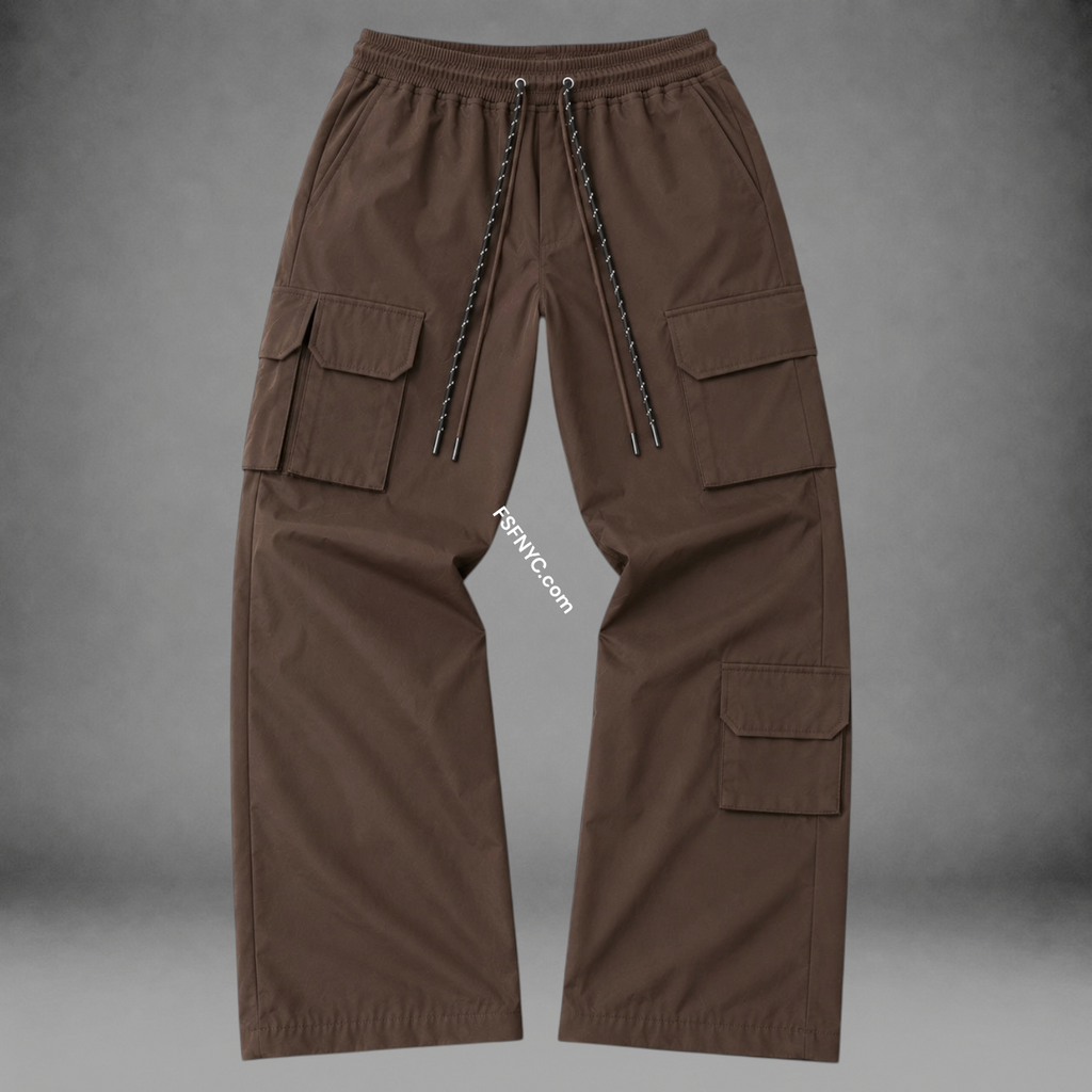 Baruda - Flare Nylon Cargo Pants - Brown - 404FS