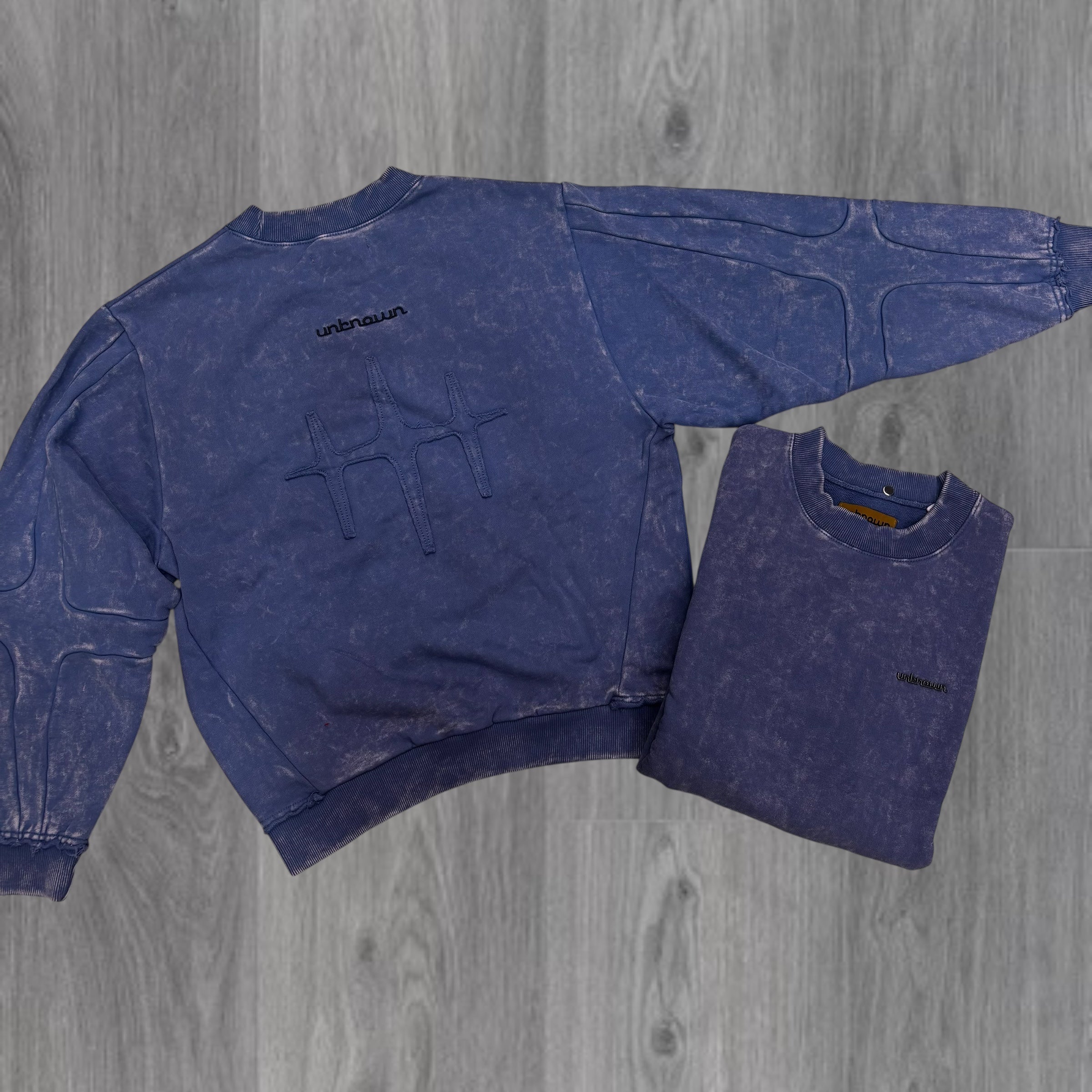Unknown Blue Acid Wash Crewneck