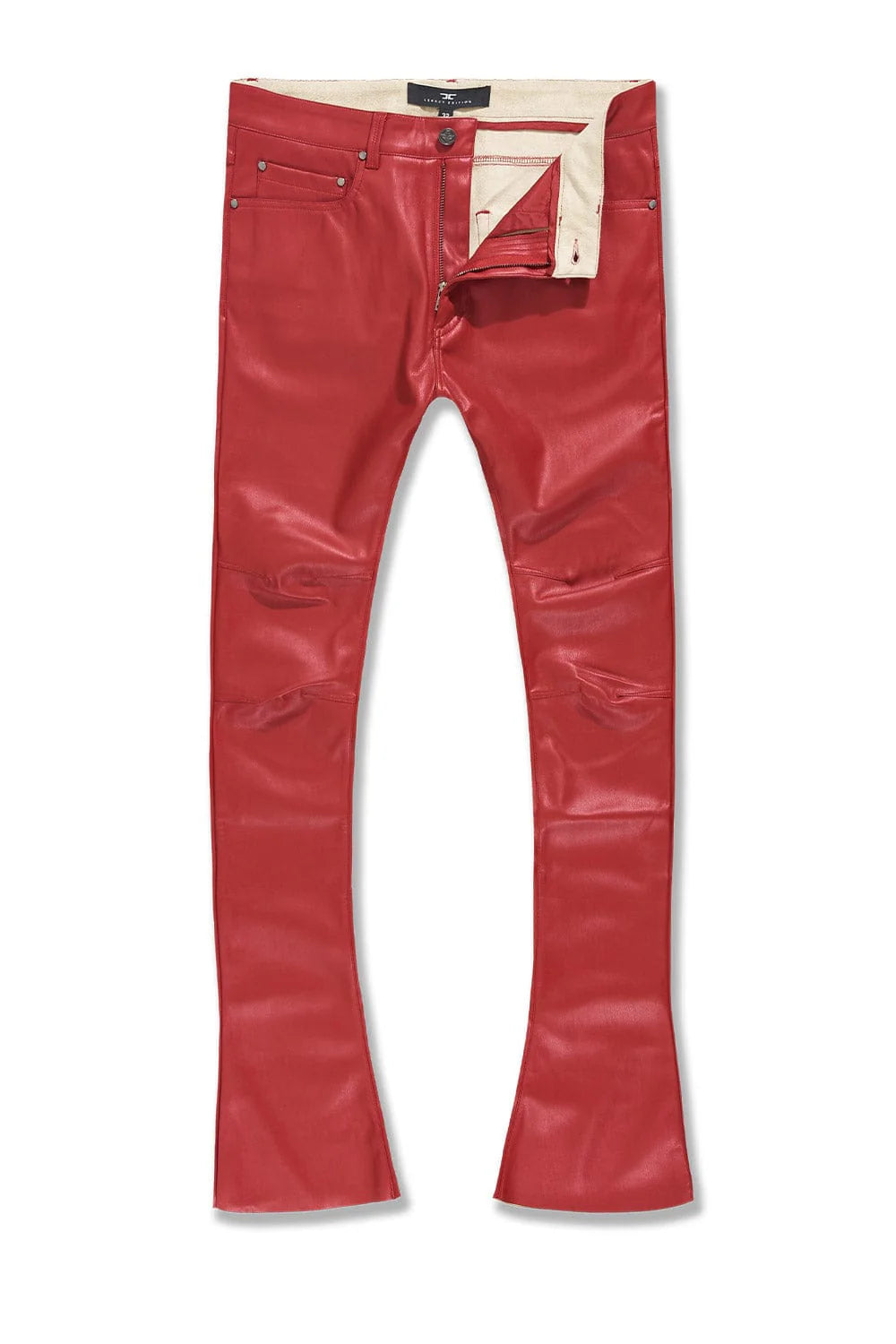 JC Stacked pu leather pants Red JRF91636