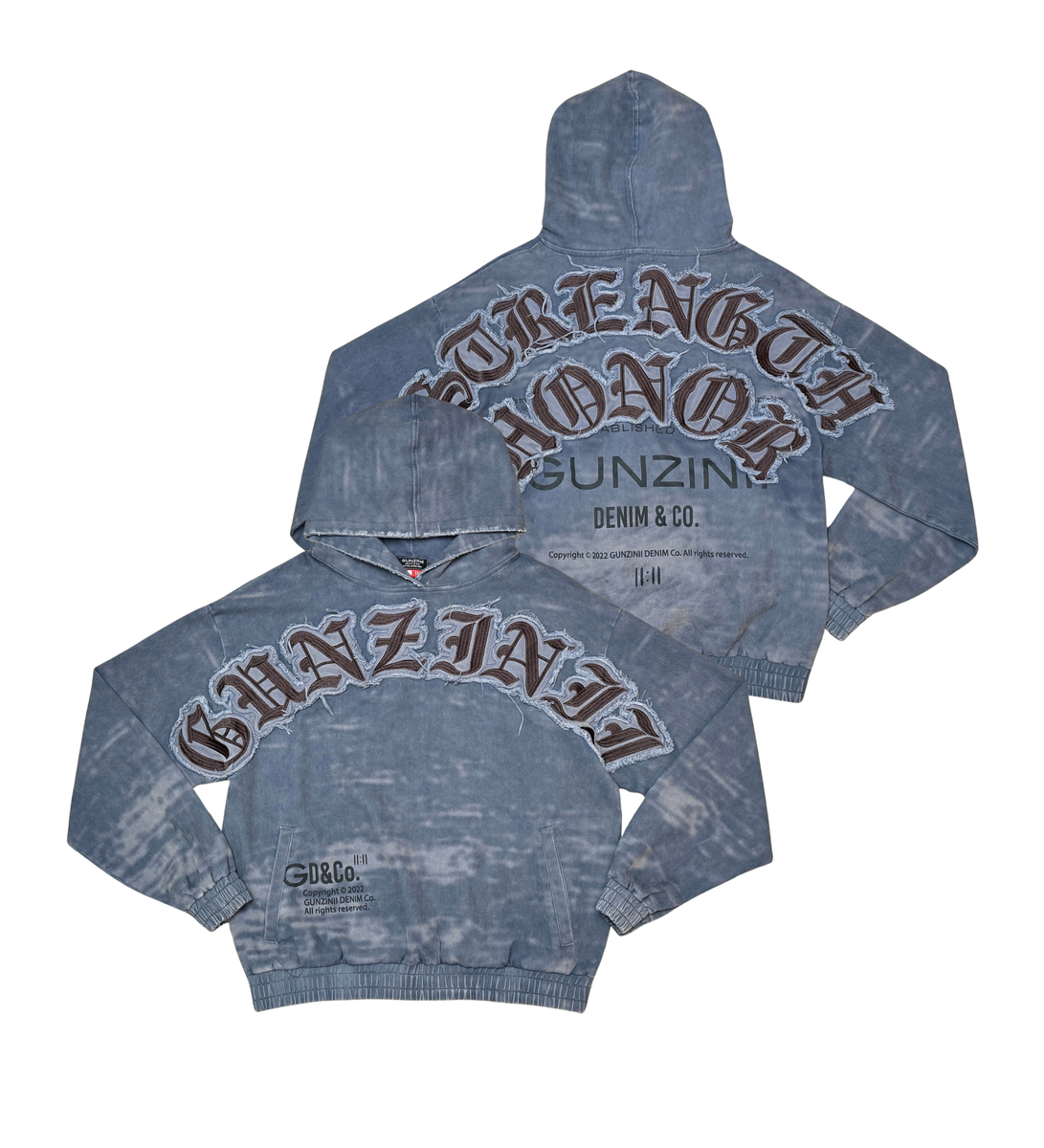 Gunzinii - Acid Wash Hoodie - Blue - GZ516