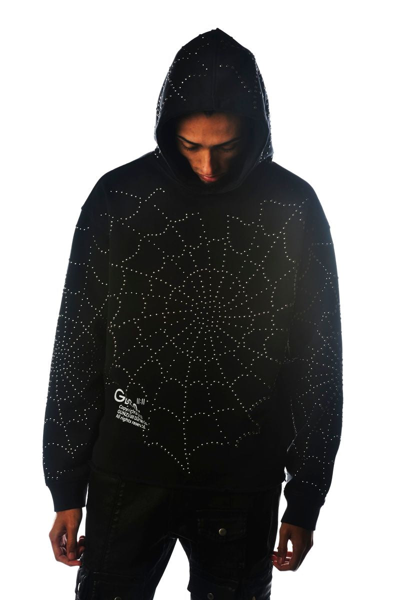Gunzinii - Spider Studded Hoodie - Black - GZ526