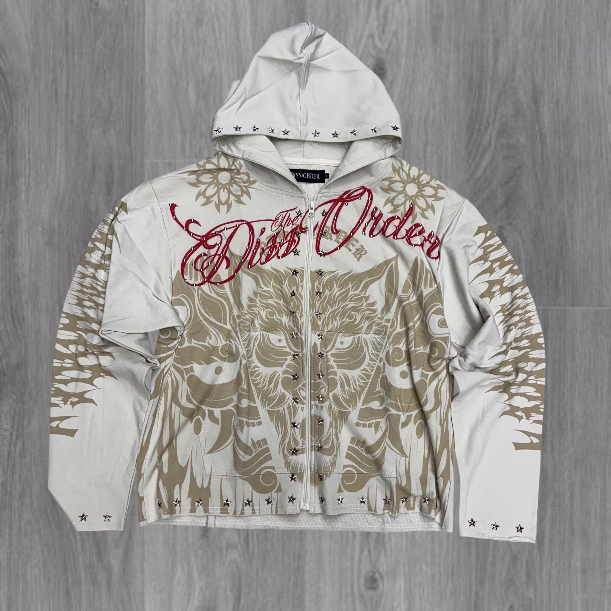 DISORDER - WOLF Zip Hoodie - STONE - 343