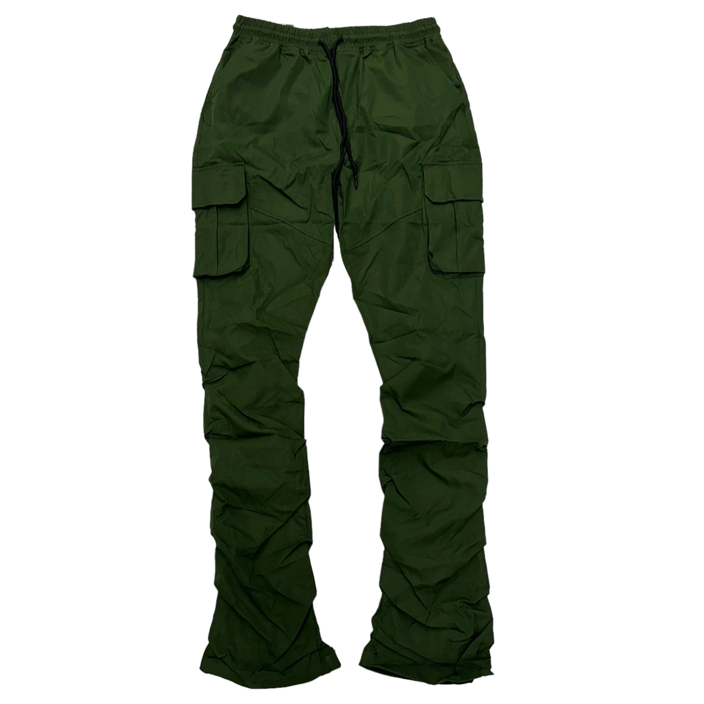 Rebel Stacked Nylon Cargo Pants Olive 422