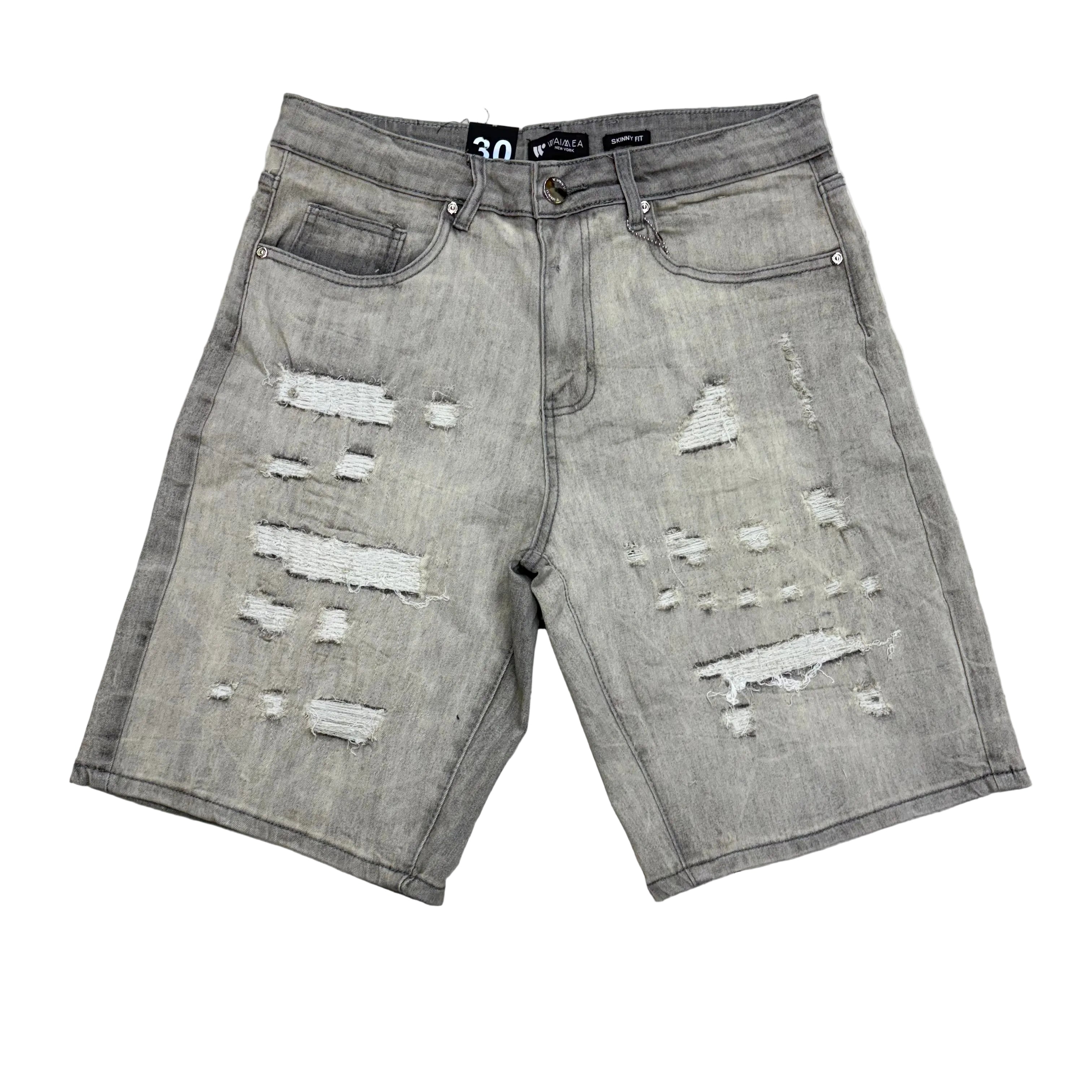 W - Distress Denim Shorts - Ant.Grey Wash - M7593D