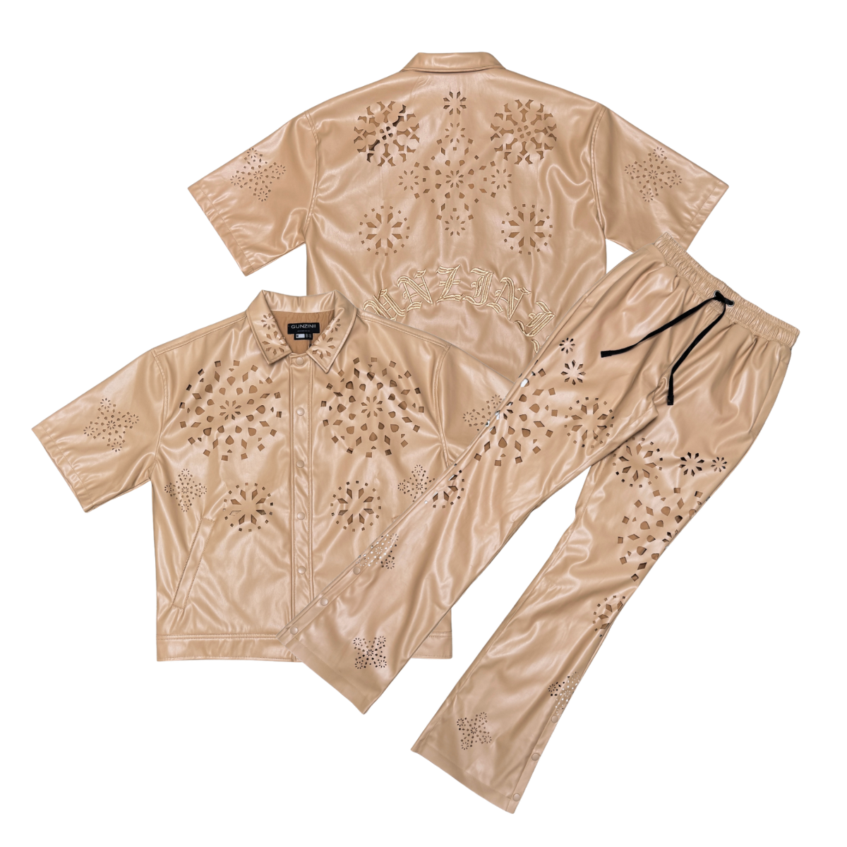 Gunzini - Stacked PU Leather Set - Champane- Gz1047 Gz1046