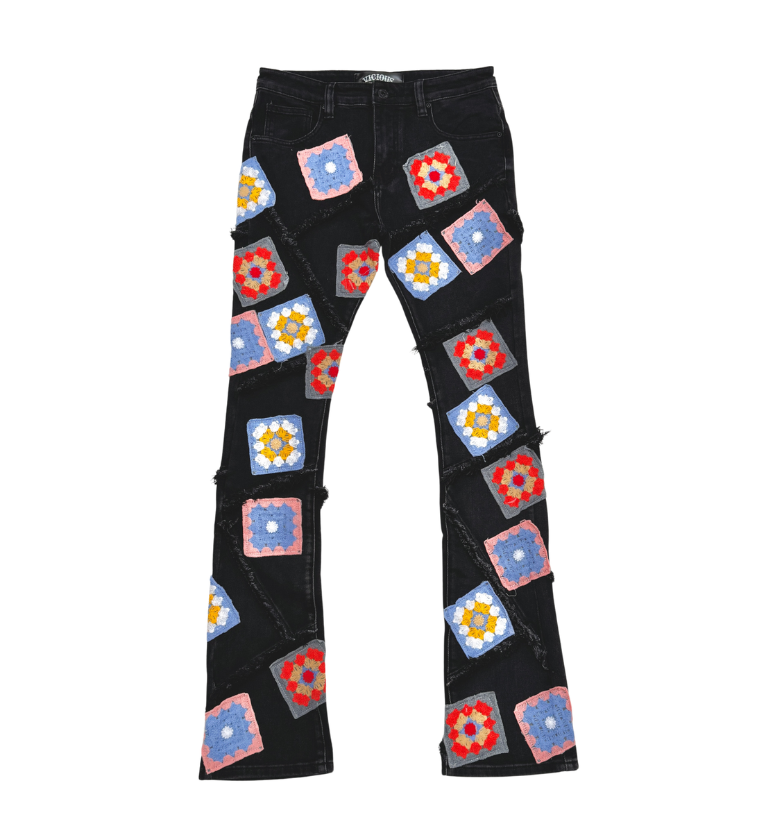 Vicious Stacked Patchwork Denim Black VC848