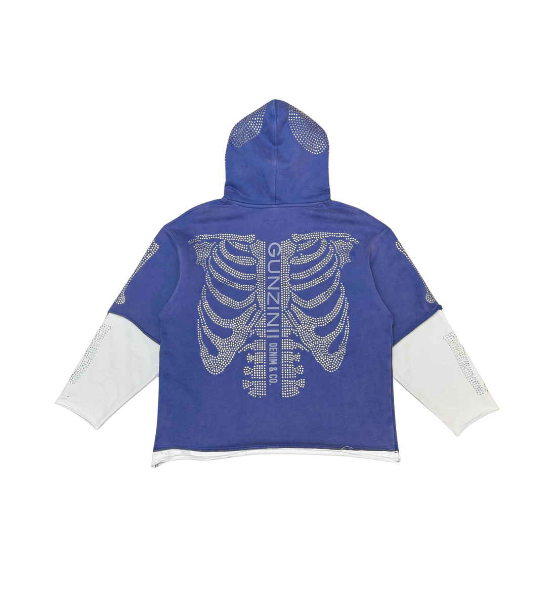 Gunzinii - Rhinestone Skeleton Hoodie - Royal - GZ524