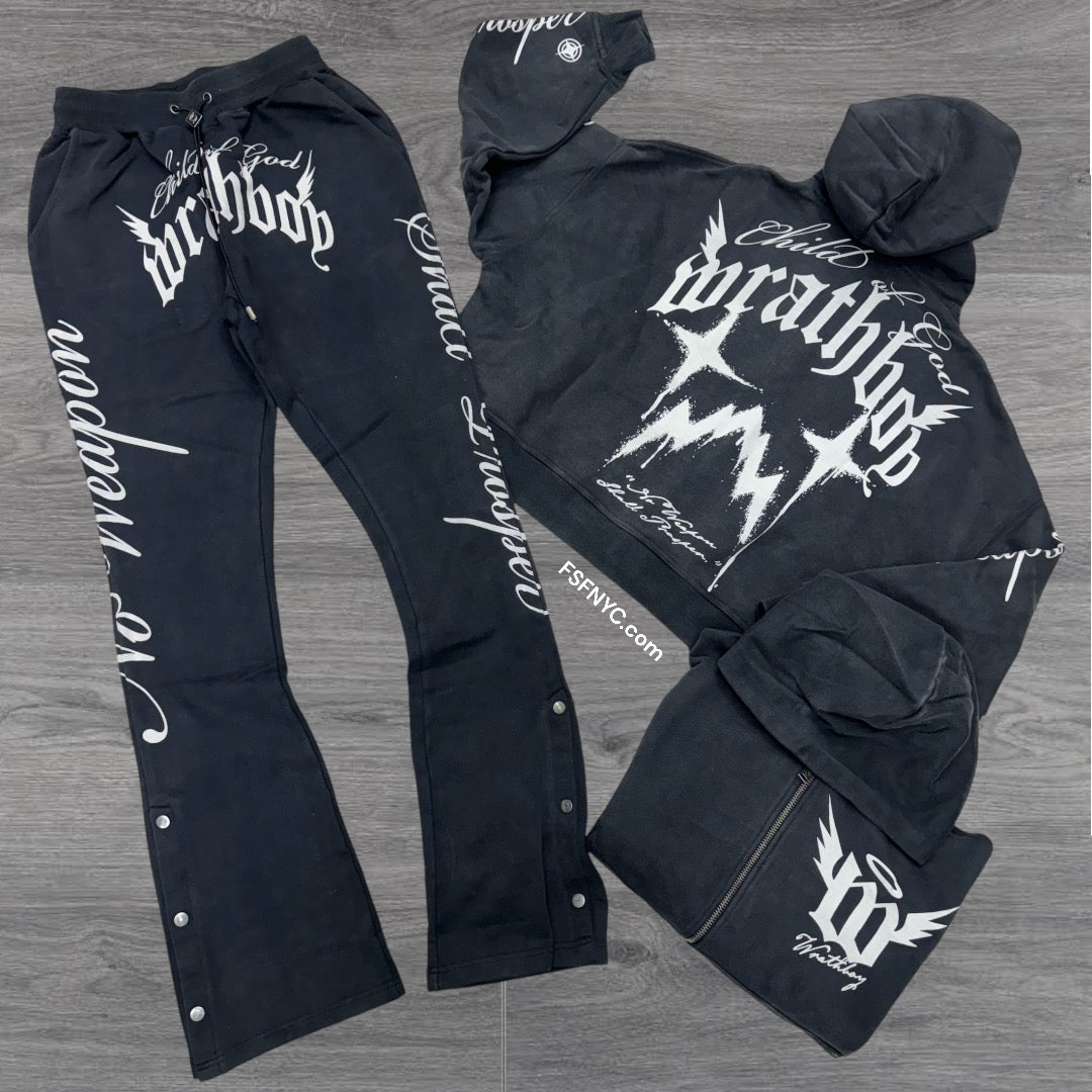 WrathBoy Child of God zip cropped Hoodie set Black  066/076