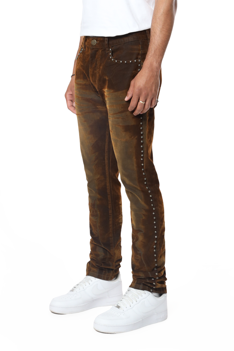 Rise color flocked Jeans dorset Brown 24623