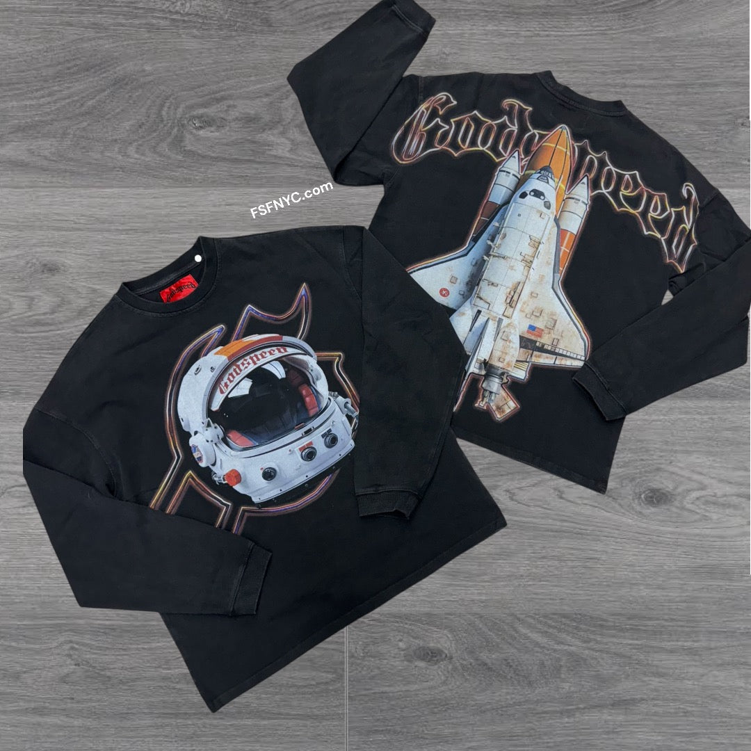 Godspeed Astronaunt Long Sleeve  Tee Black