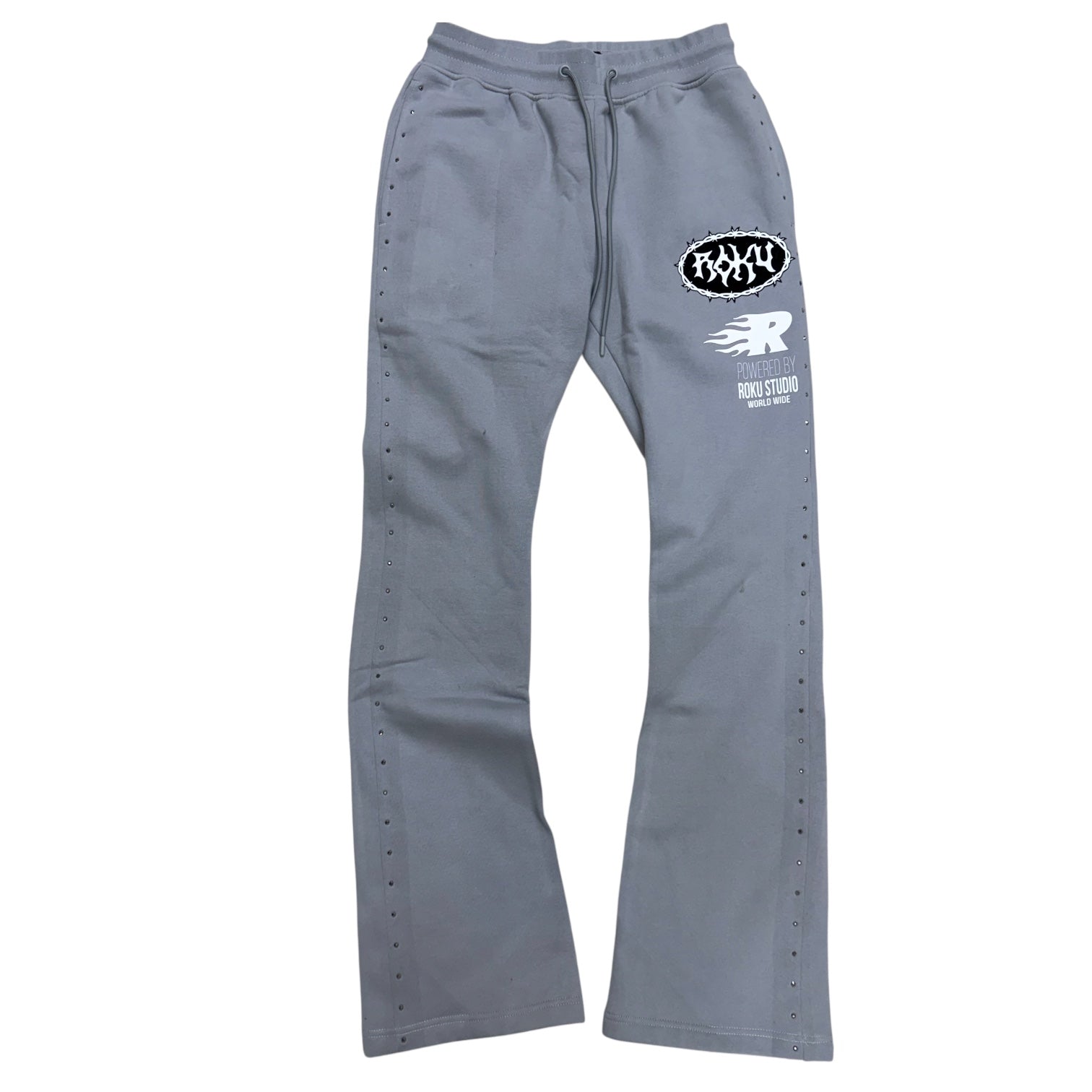 Roku - Stacked Rhinestone Saint Ghost Sweats Pants - Grey - 1837