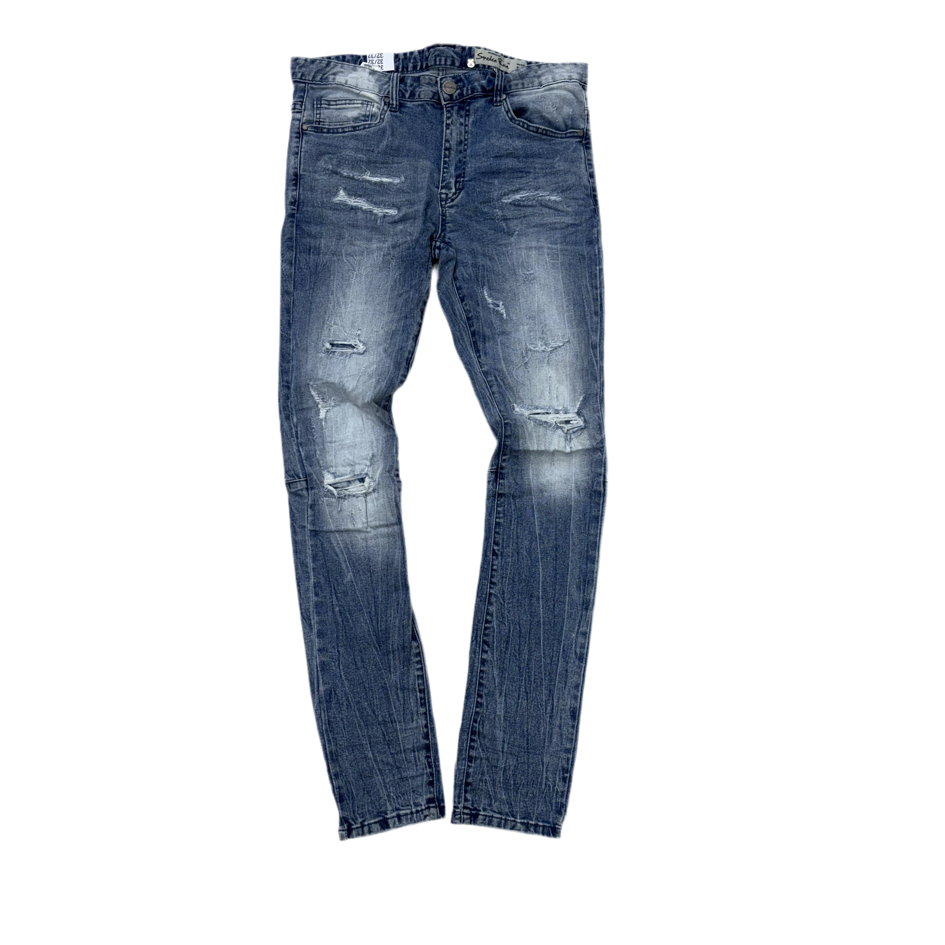 Rise distressed Lowell Blue rips and repair  Jeans  23103