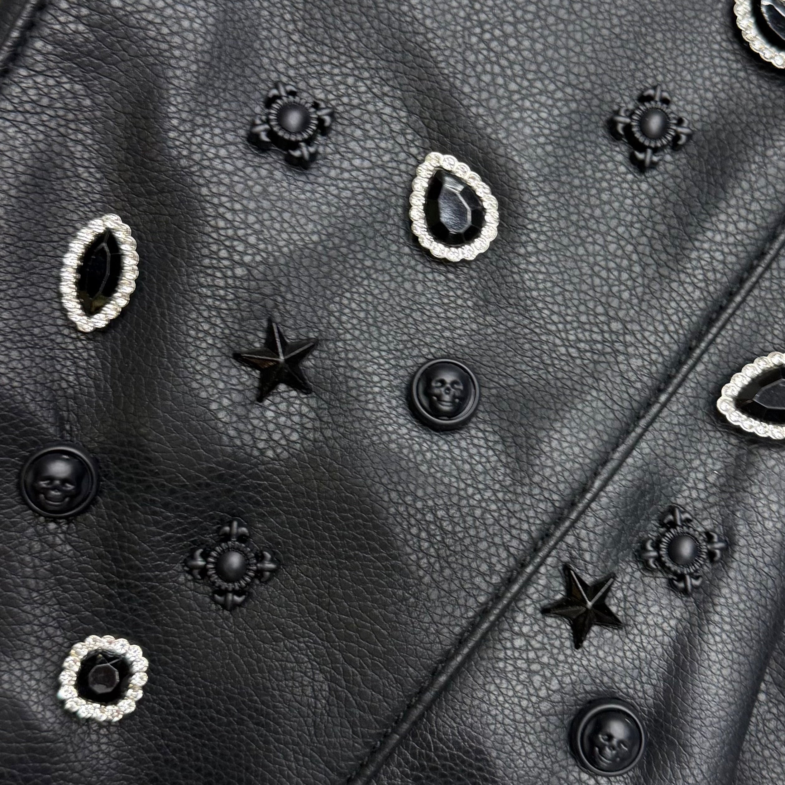 Vicious - Crystal STACKED PU leather   - Black - VC1078