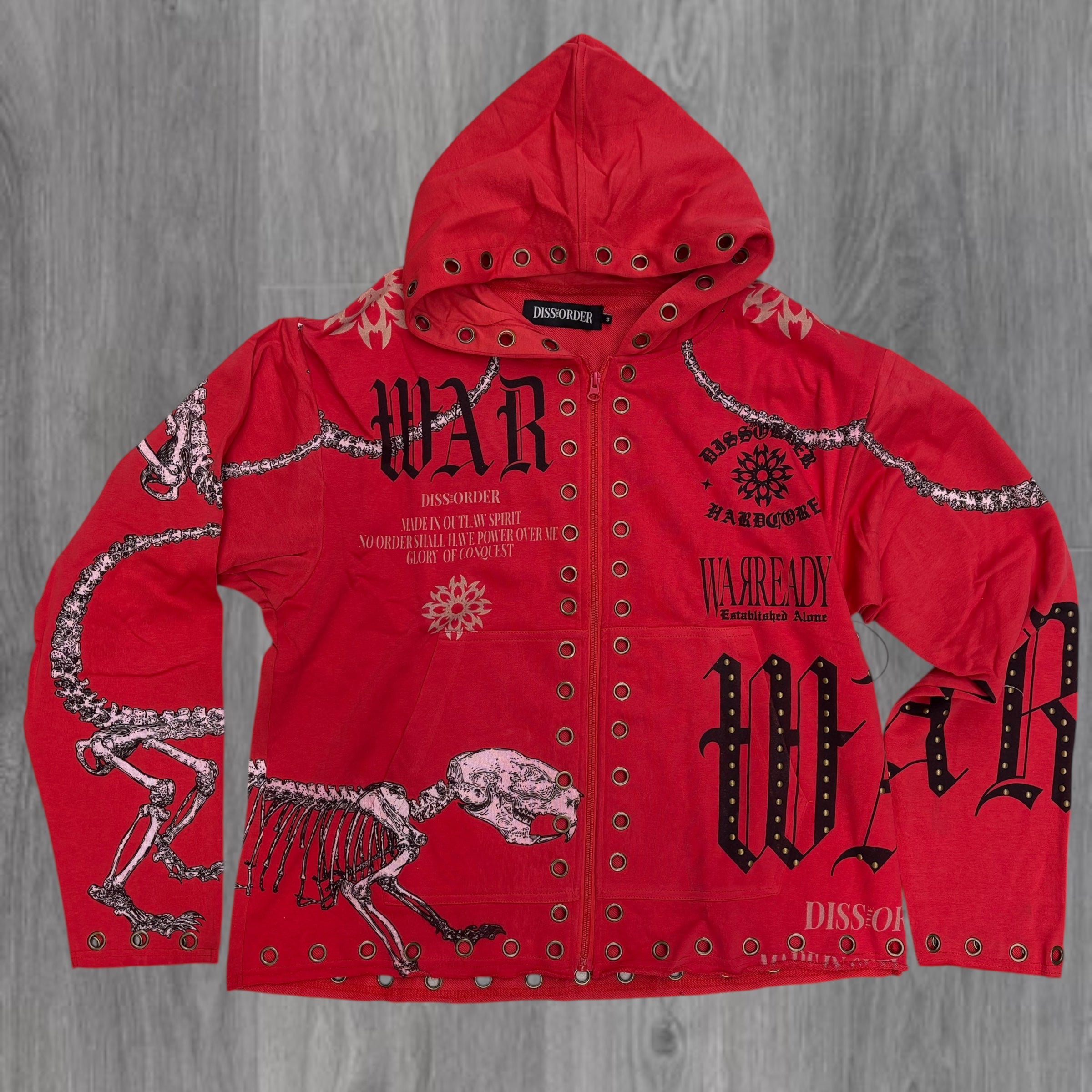 DISORDER - WAR Zip Hoodie - RED - 342