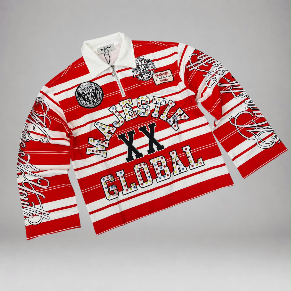 MJSTK - LS Polo w/studs & patches - Red - 26821