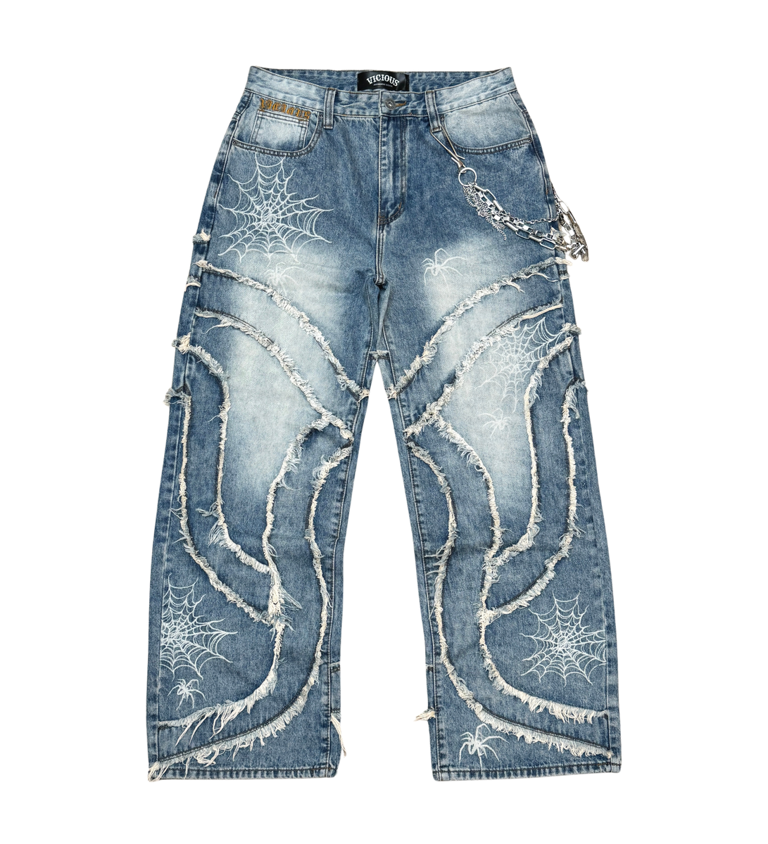 Vicious Baggy Spyder Web Denim Antique Blue VC691