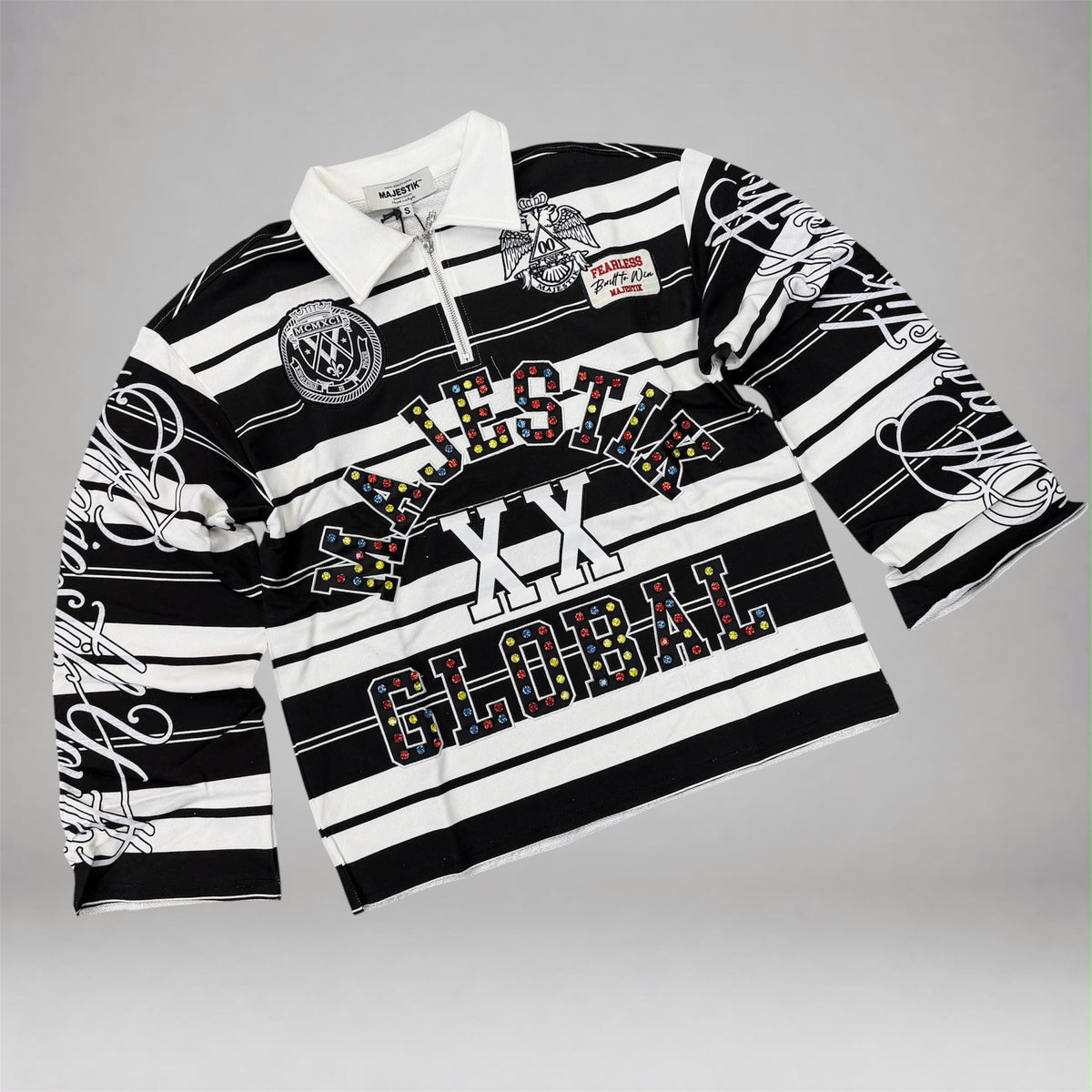 MJSTK - LS Polo w/studs & patches - Black - 26821