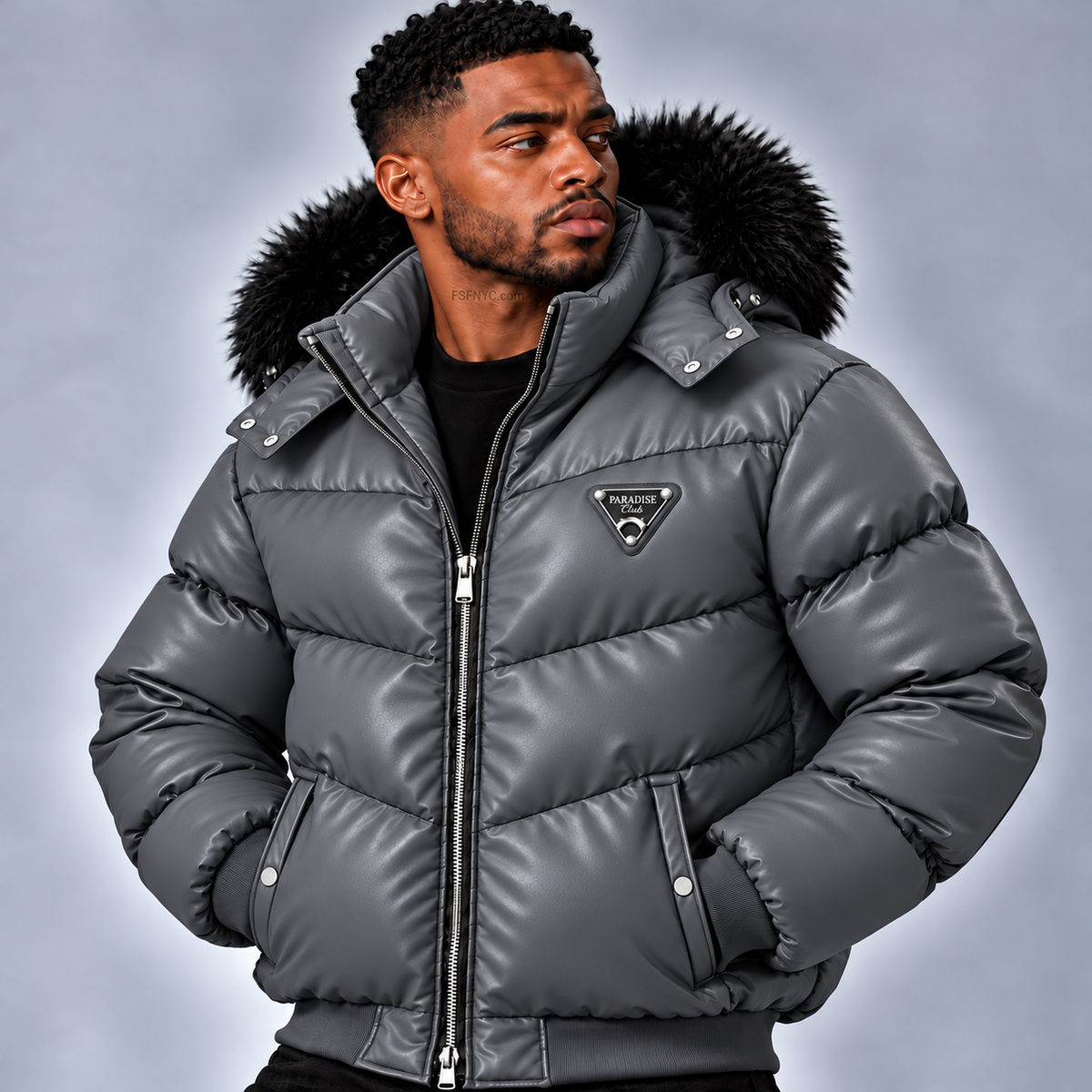 JC - PU Puffer Coat SYIP - Charcoal - 91878