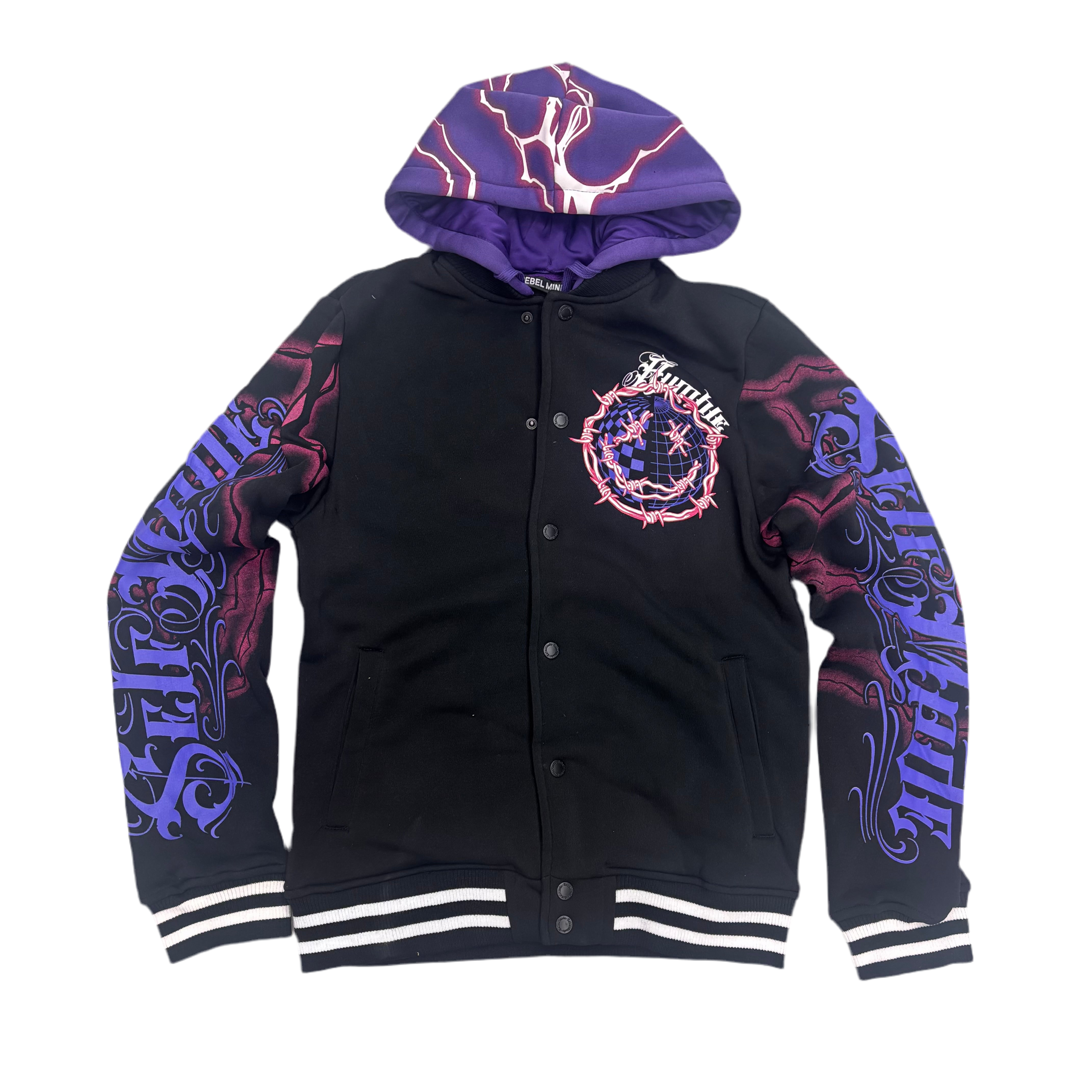 Rebel Bomber Hoodie BLK/PRPL 536