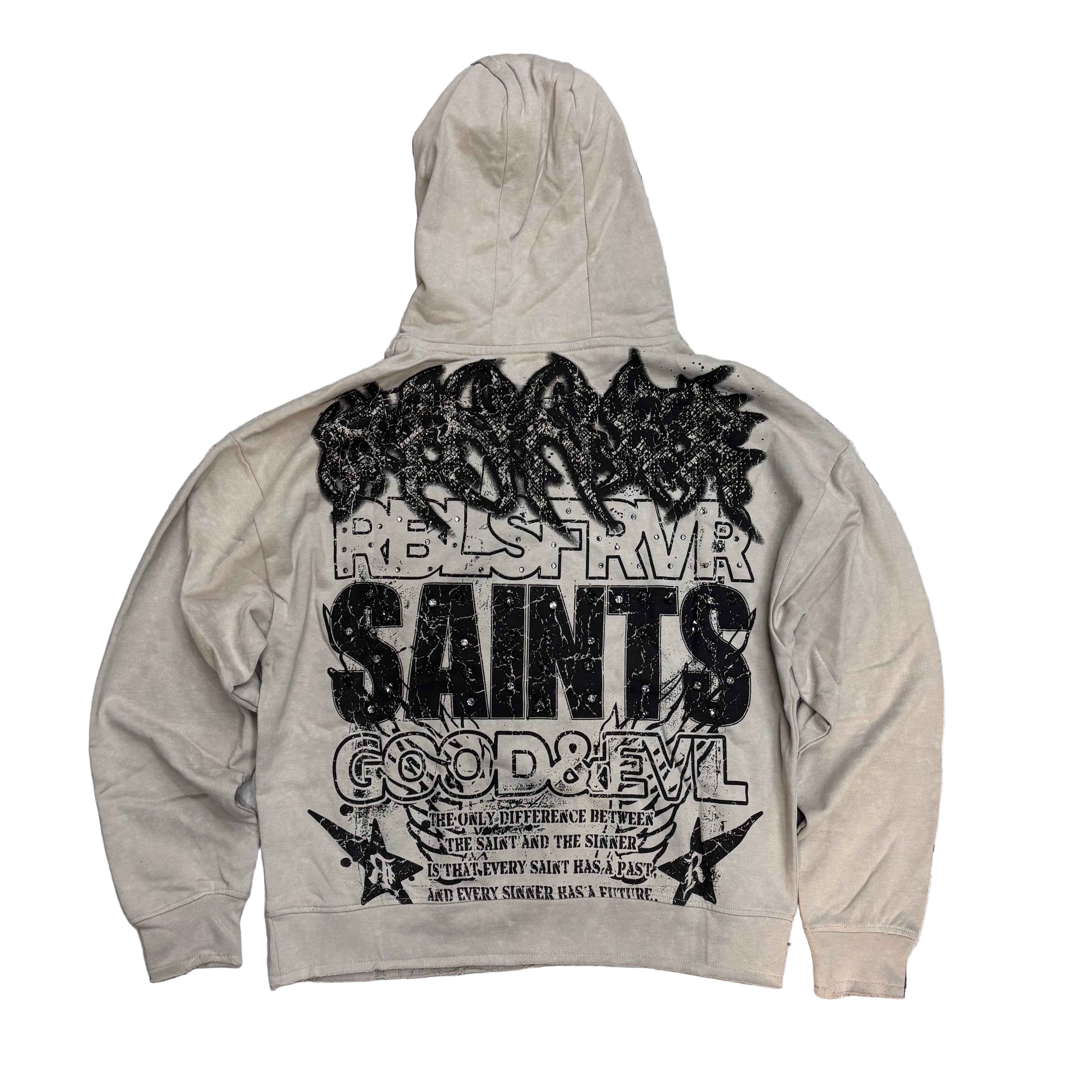 R3 - Sinner Rhinestone Hoodie - Grey - 365