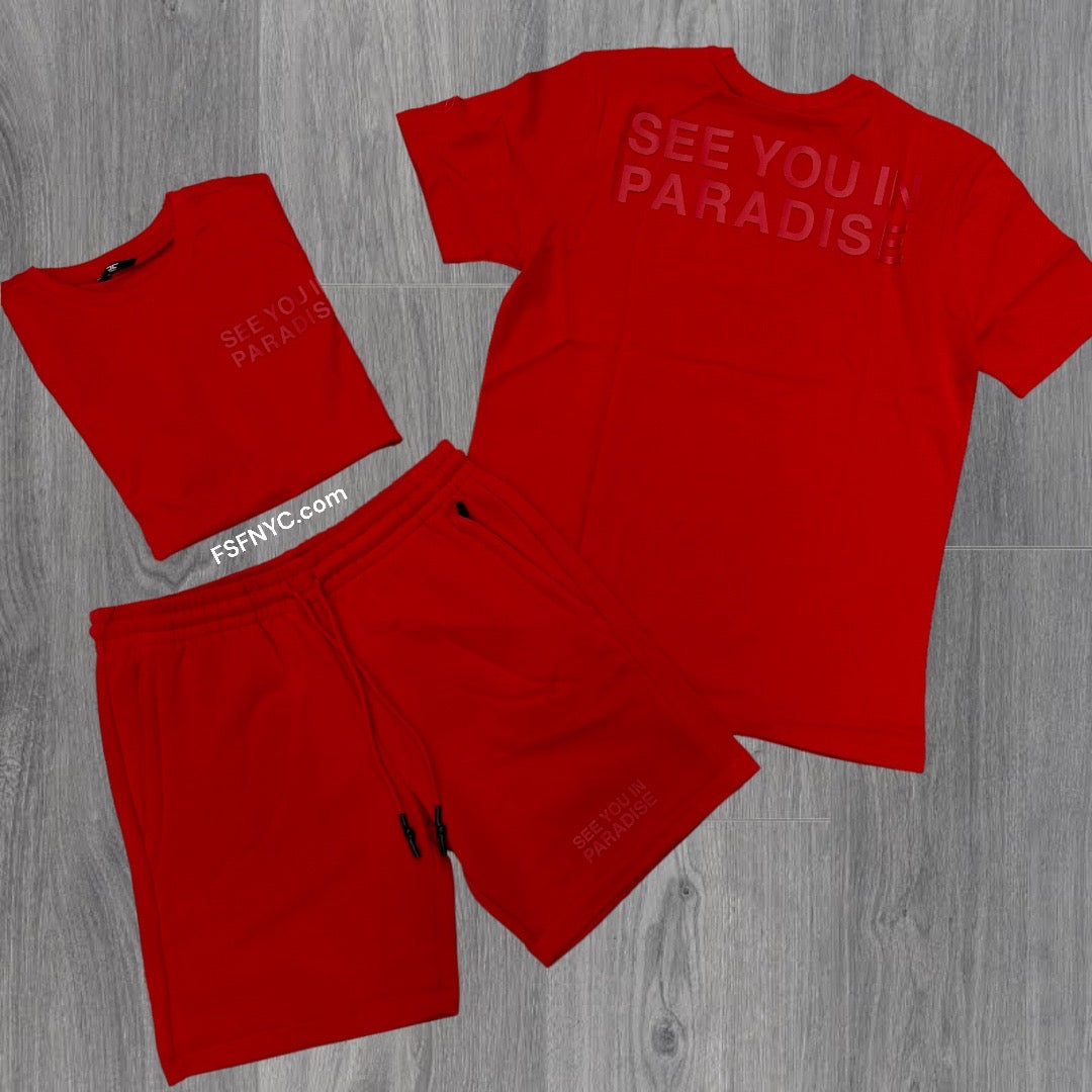 JC Classic See You In Paradise Short Set Red 9097