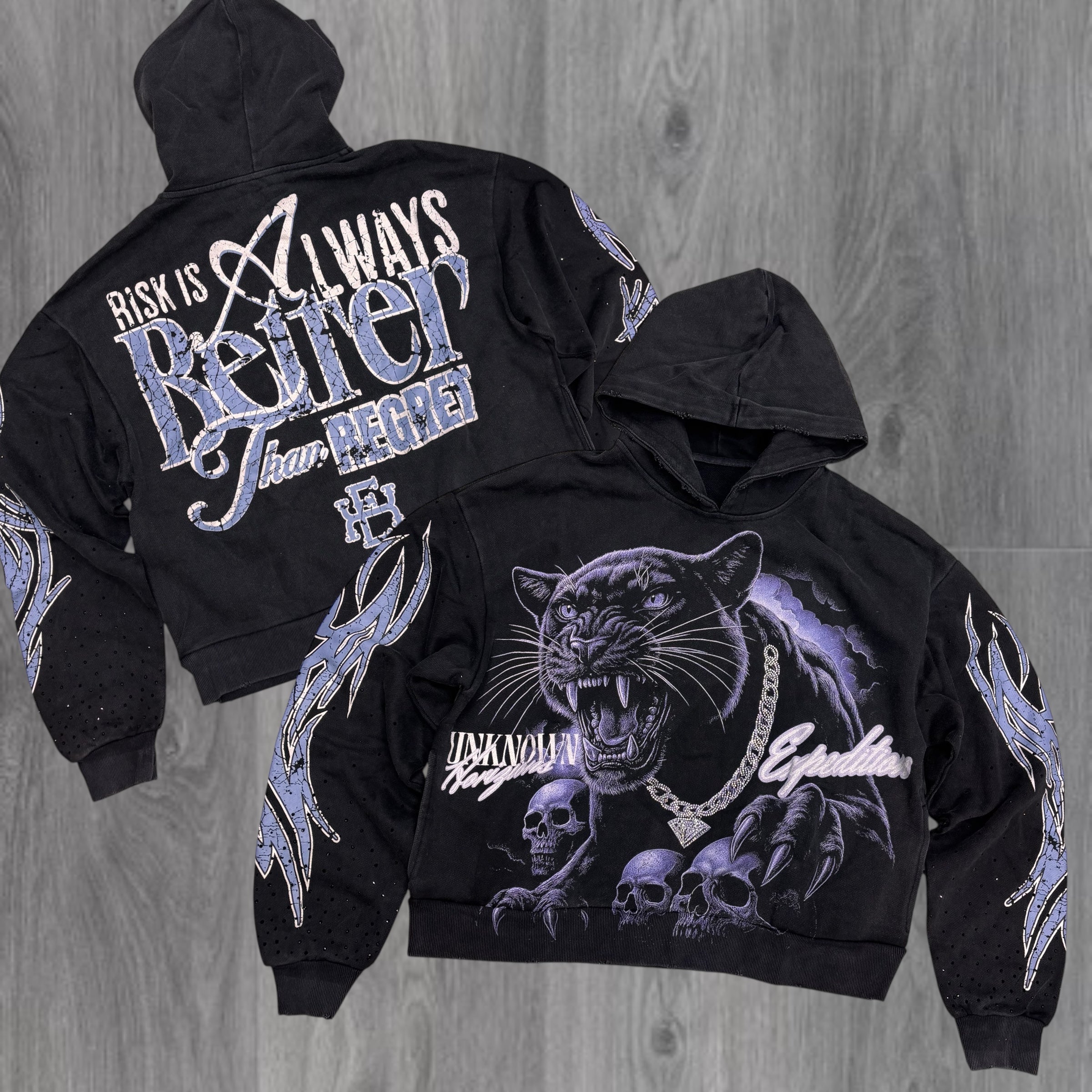 MILANO - DIAMOND PANTHER Hoodie - BLK WASH - 10225