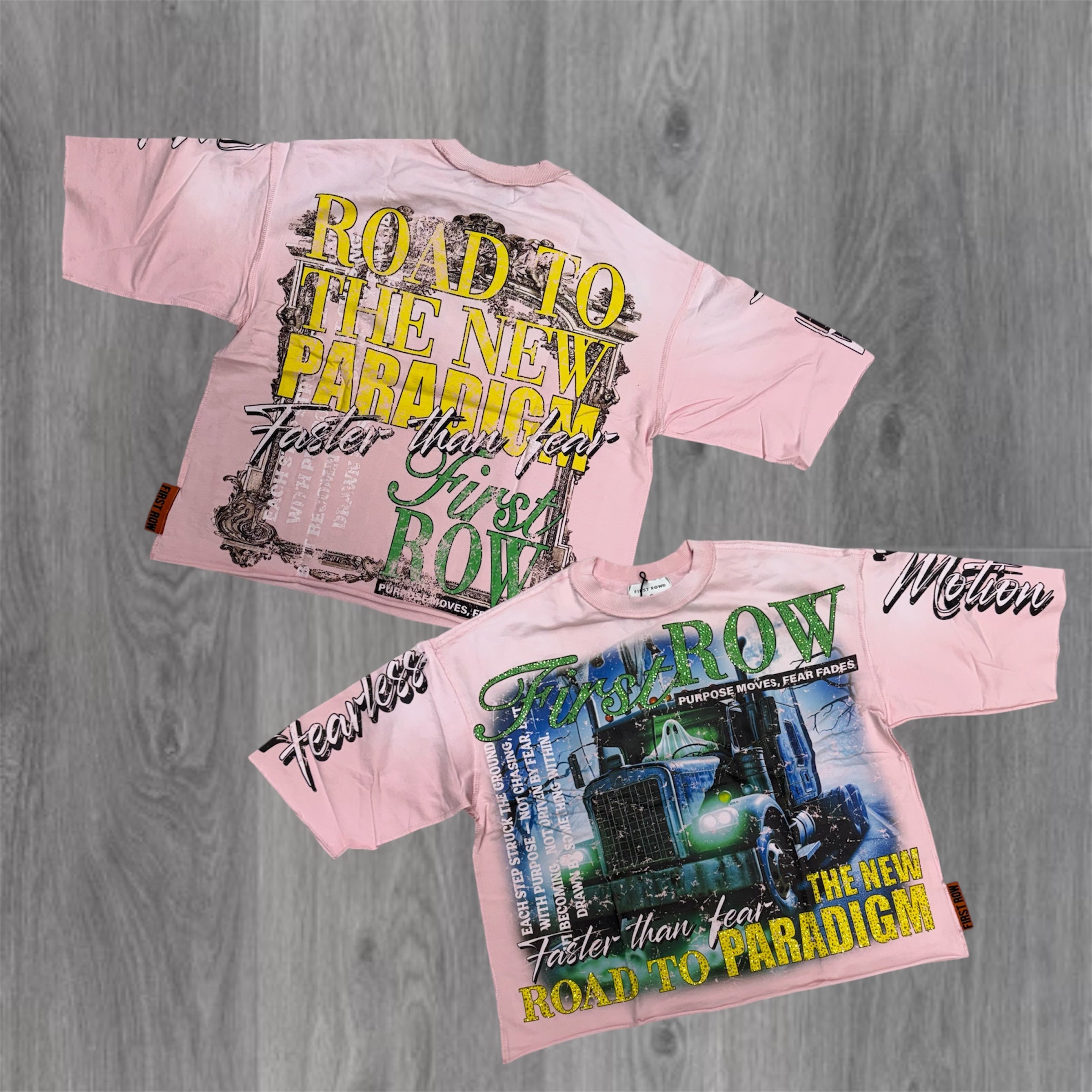 FR - Ghost Oversized Crop T-shirt - Pink