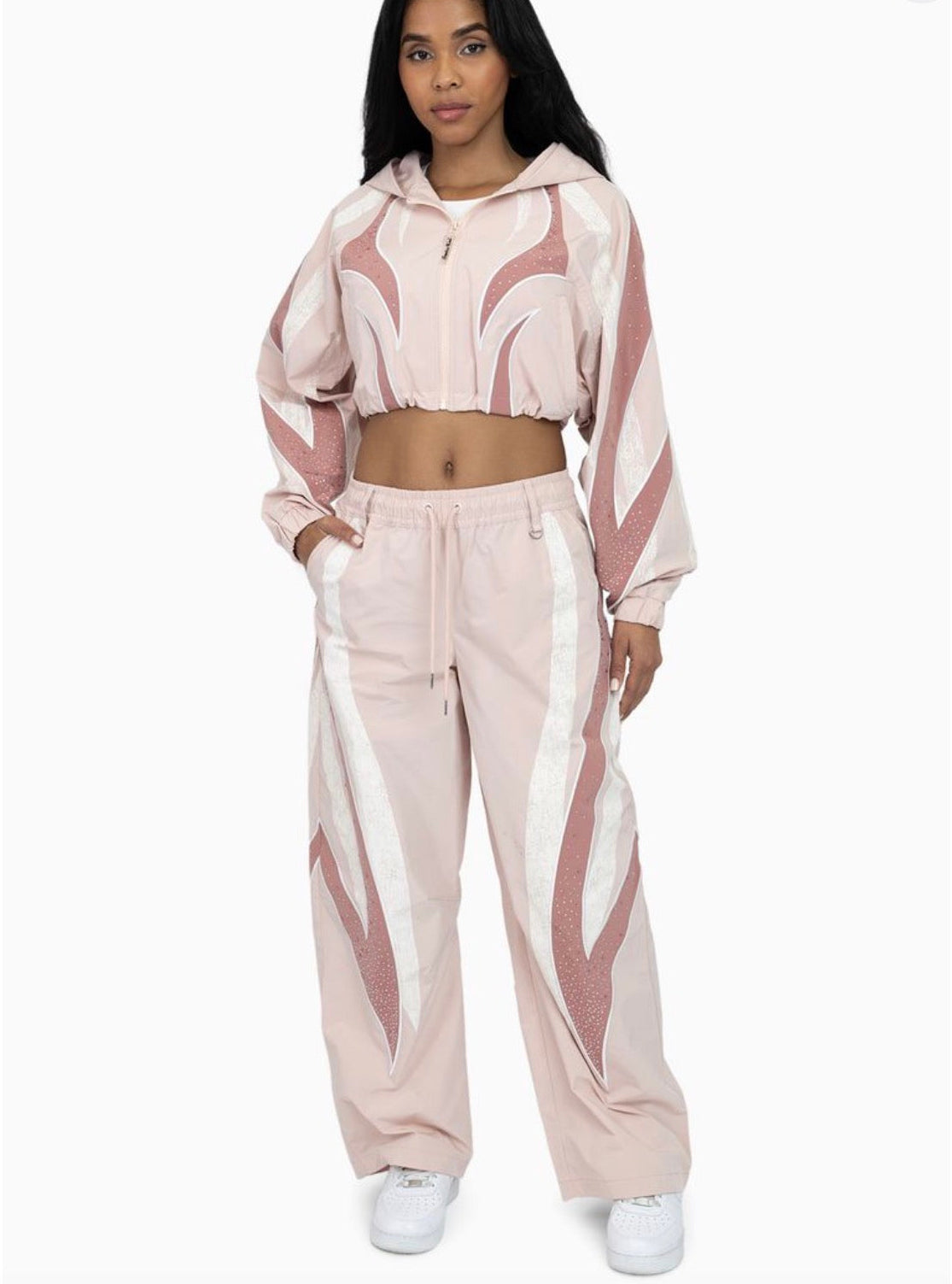 The Red - Rhinestone Windbreaker Set - Blush Powder F315