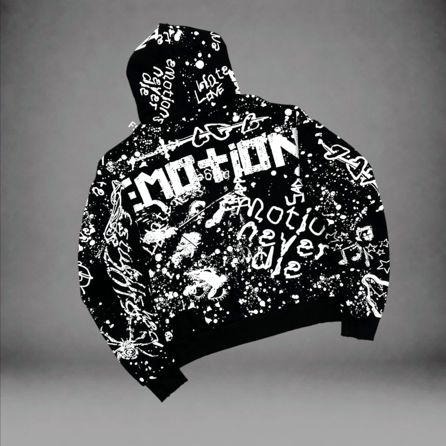 Mixed Emotions- Graffiti Hoodie - Black