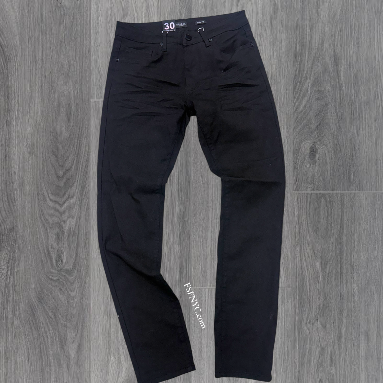 W - Plain Slim Fit Denim - Jet Black - M8248TB