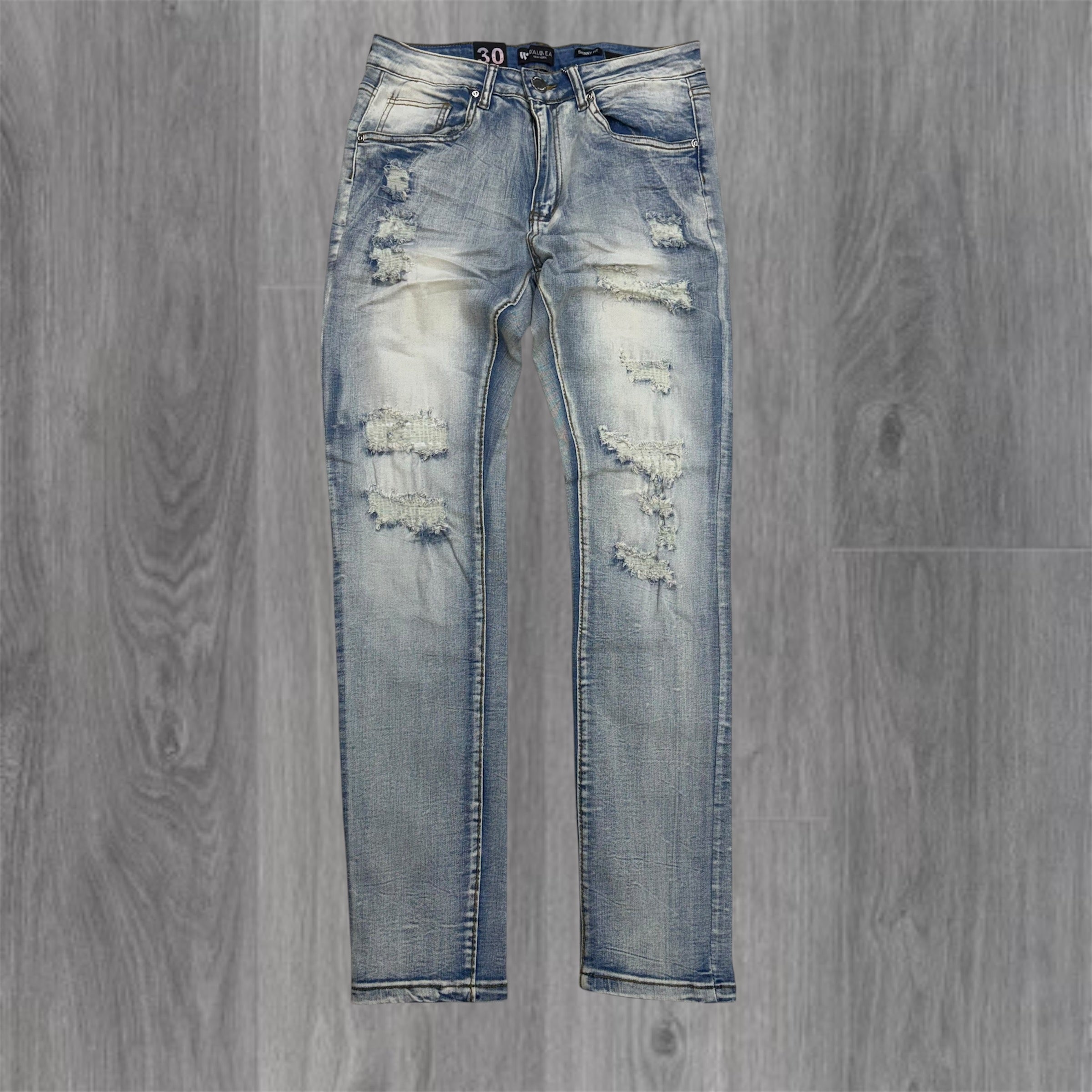 W - Distress Skinny Fit Denim -Blue Wash - M8856D