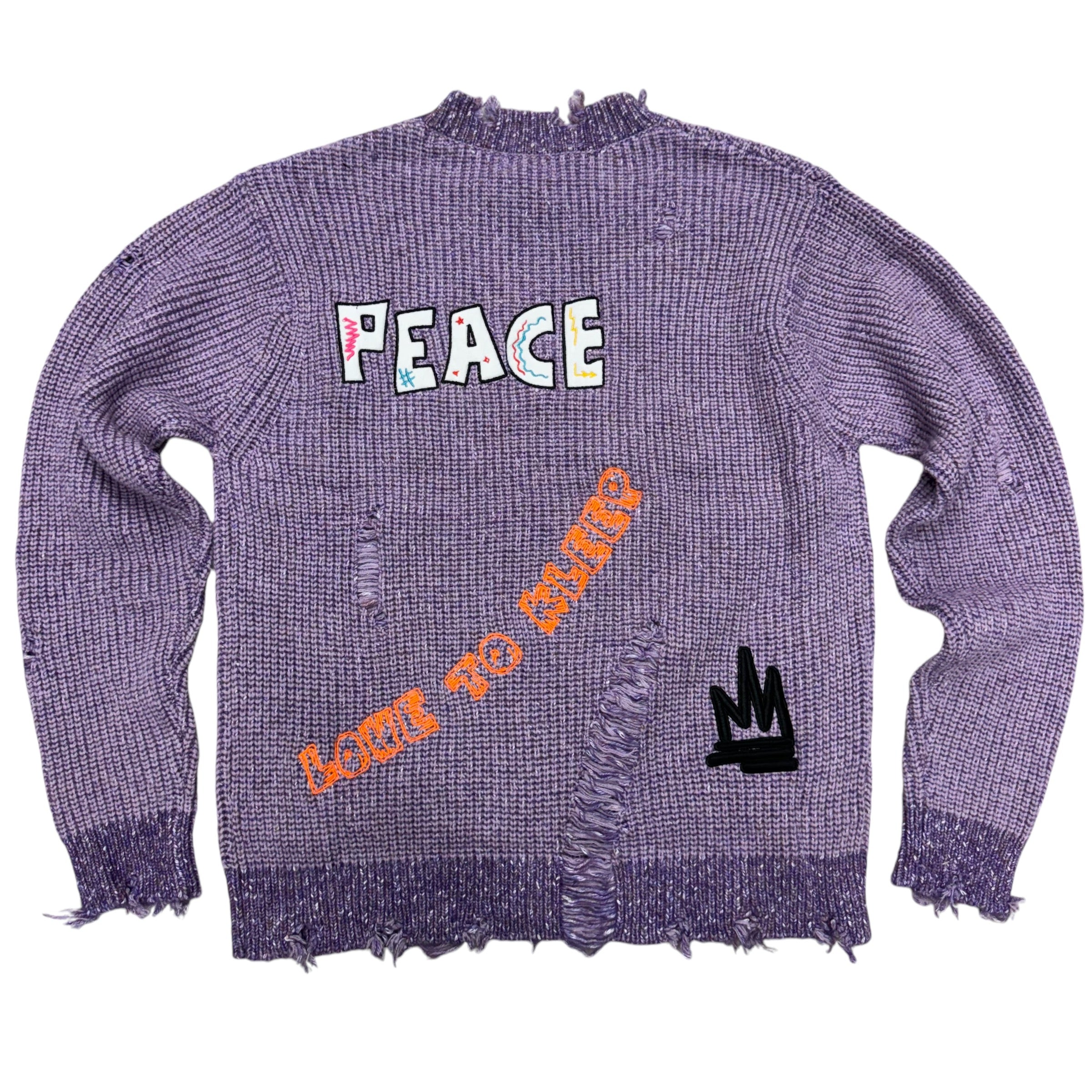 knit Rip sweater w patch embo work Lavender 9210