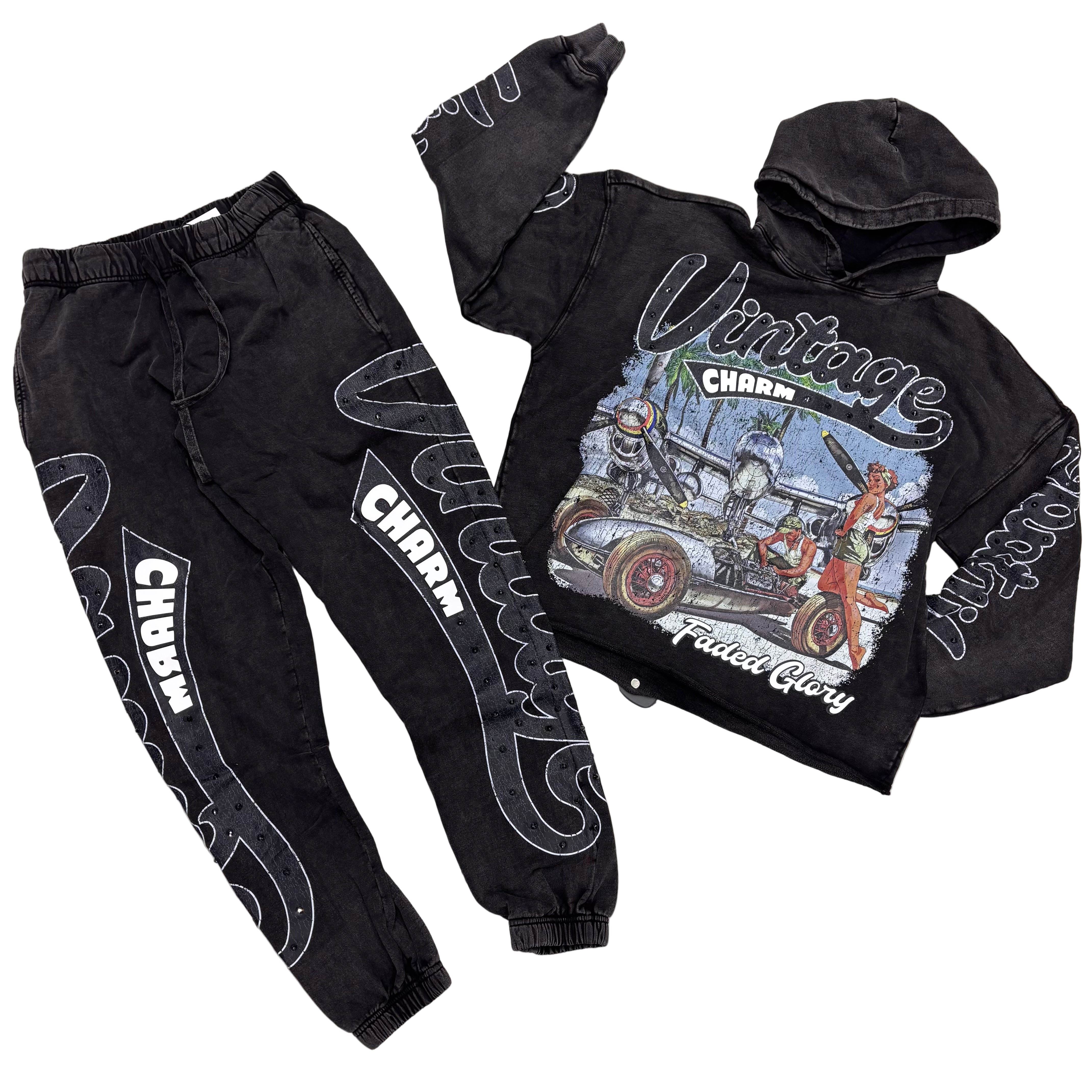 Roku - Set - CHARM Sweat Suit - Acid BLK - 1813 1814