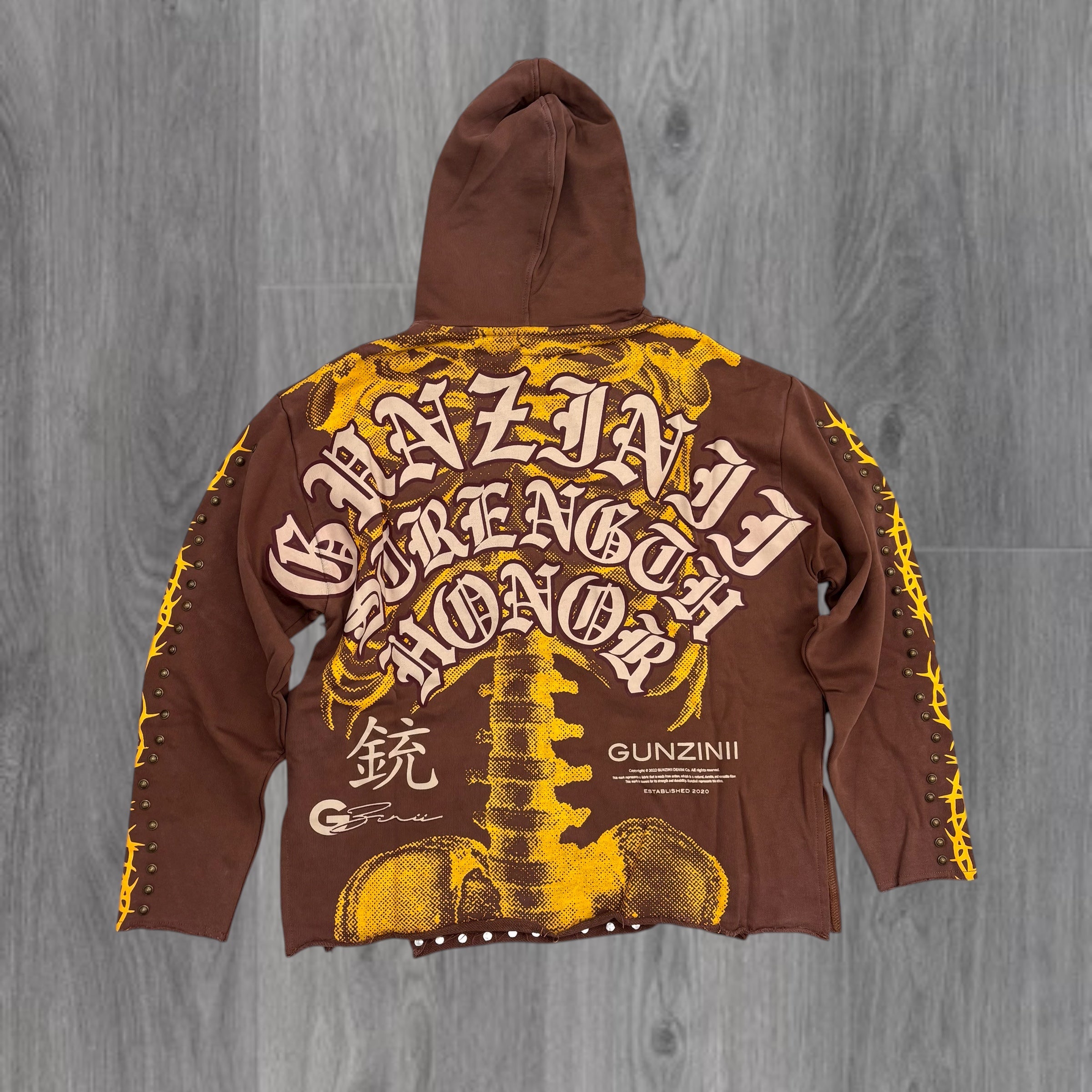 Gunzini - Studs Hoodie - BROWN - Gz826