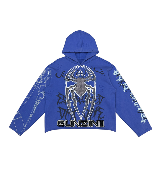 Gunzinii - Rhinestone Spider Hoodie - ROYAL - GZ586