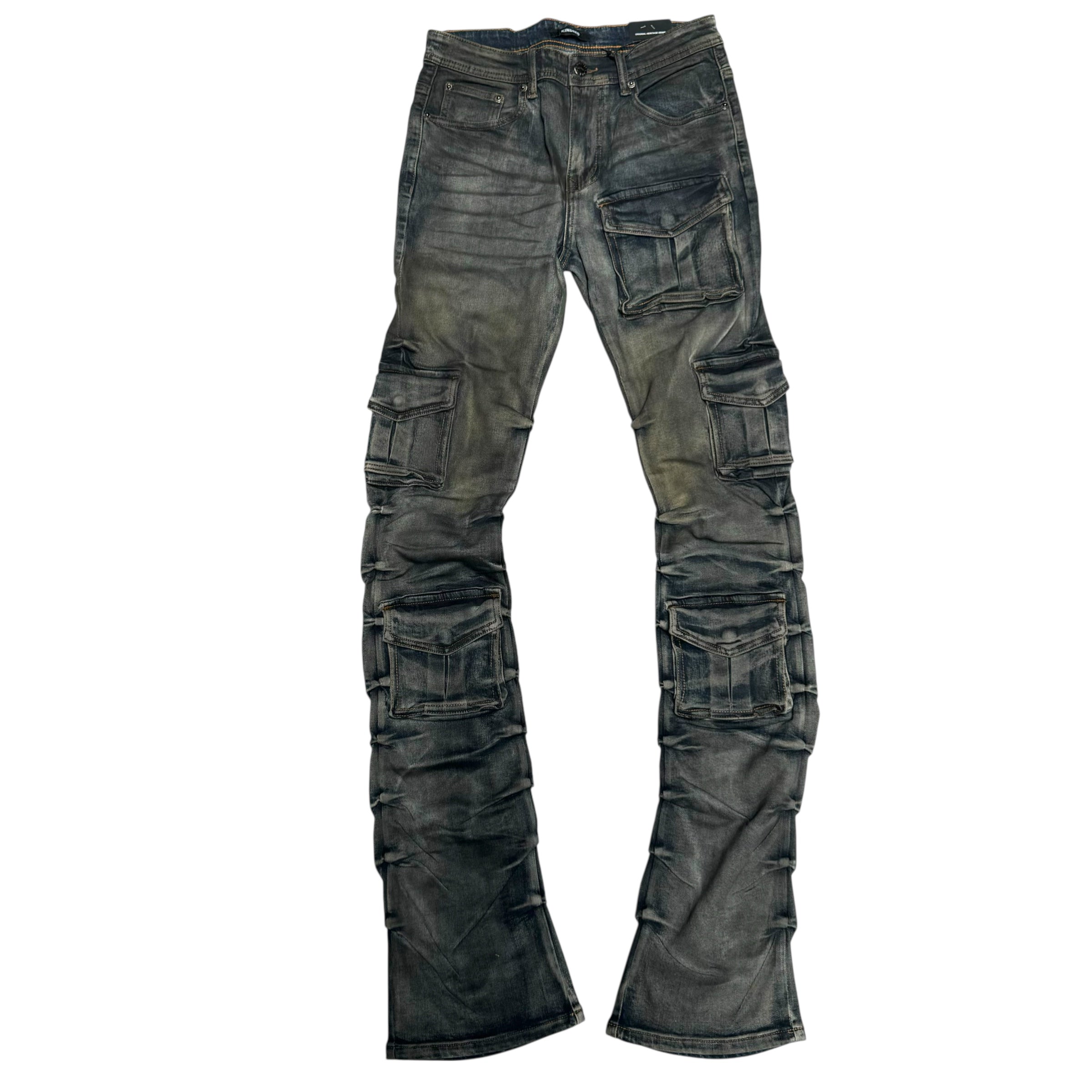 KD - Stacked WAXED Multi Cargo Denim - Dirty Blue  - 2056B