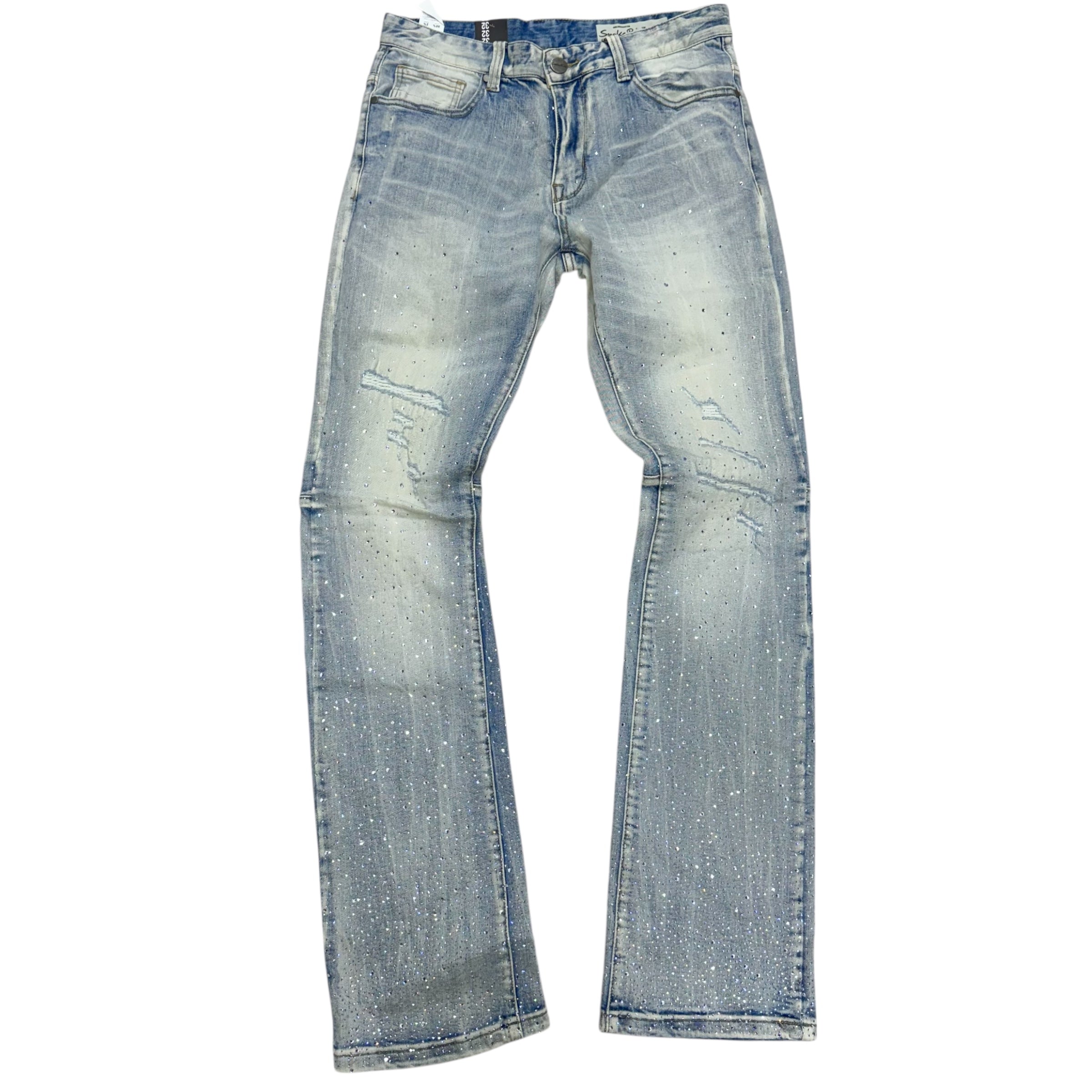 Rise - Flare Rhinestone Denim - ANGES BLUE - JP25536