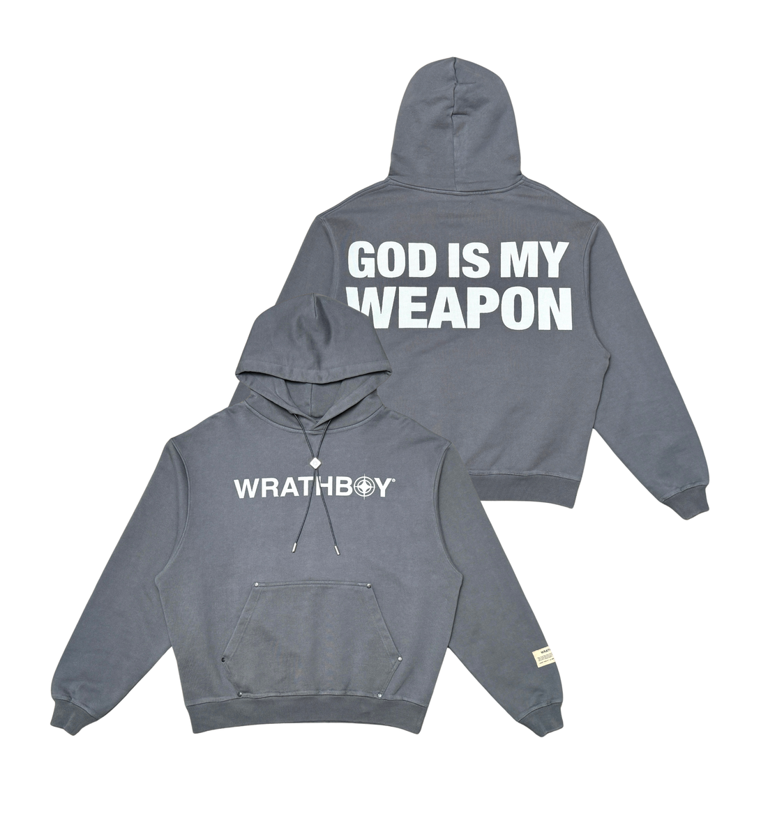 WRATHBOY - God Is My Weapon Hoodie - Charcoal - 055