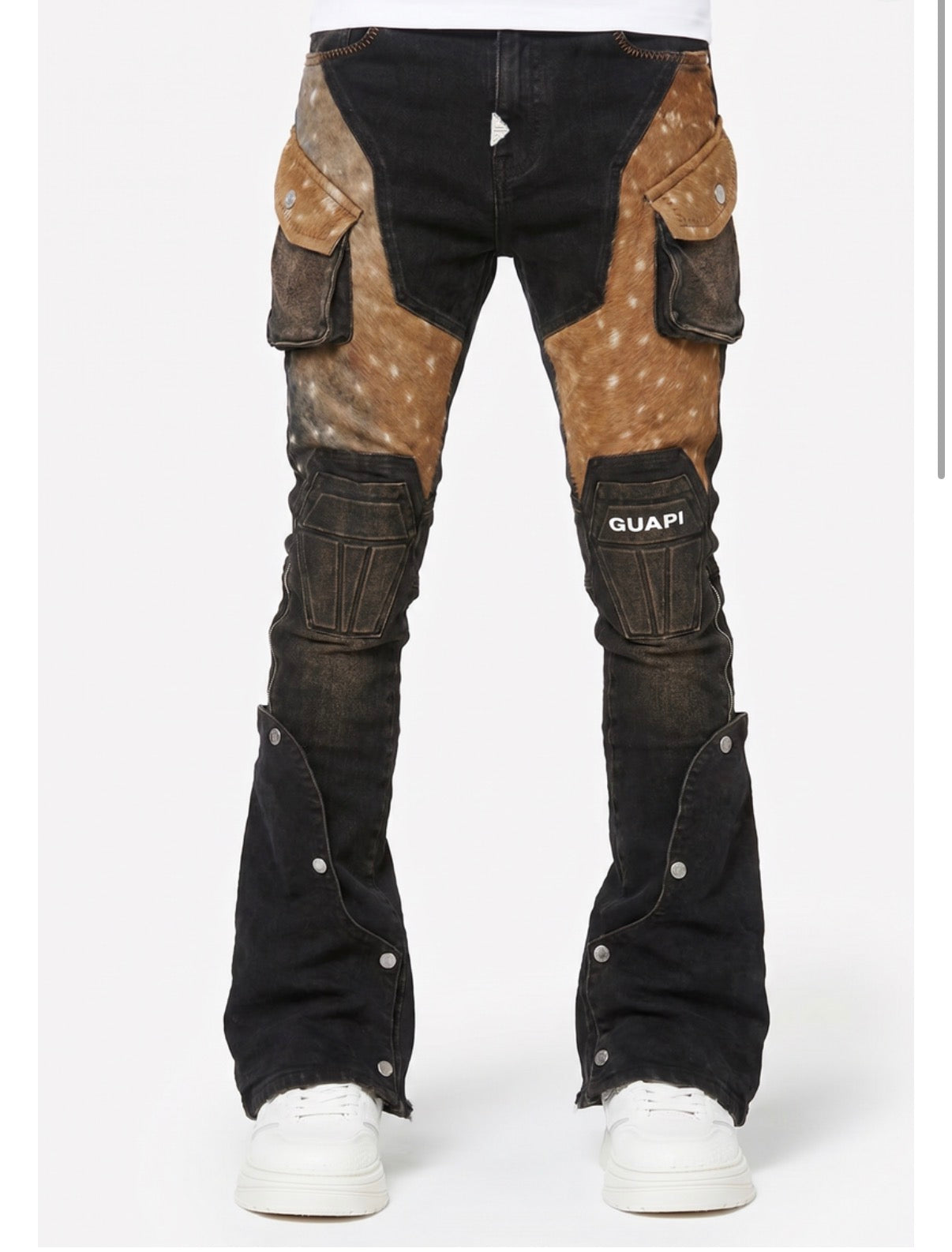 GUAPI - Stacked Cowhide Denim - Brown