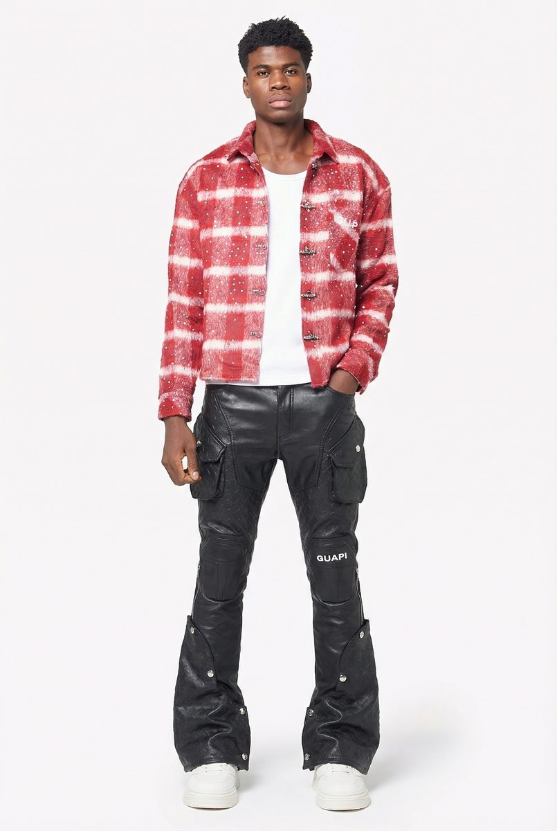 GUAPI - Stacked Leather Arc Denim - Black