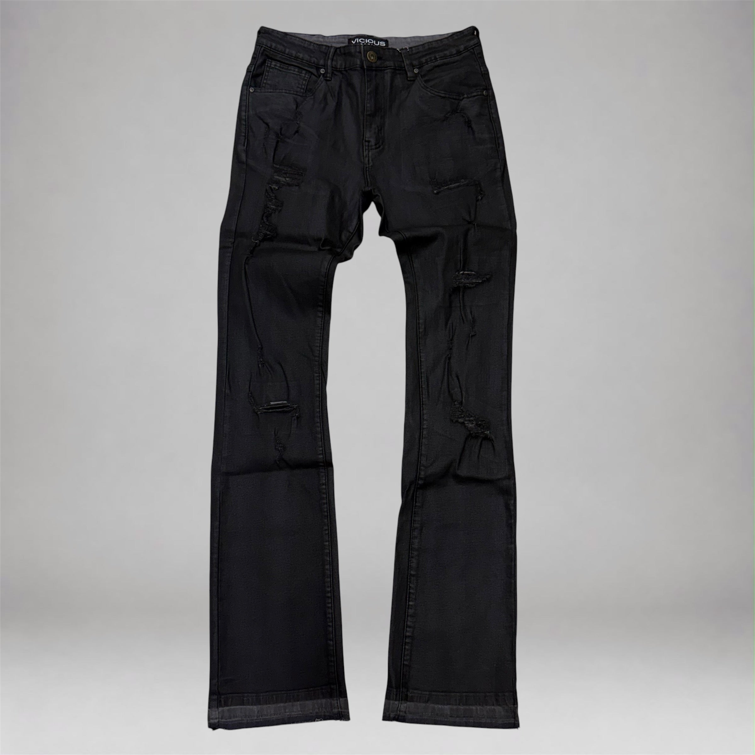 Vicious - Wax Flare Denim  - Black Tar VC1259