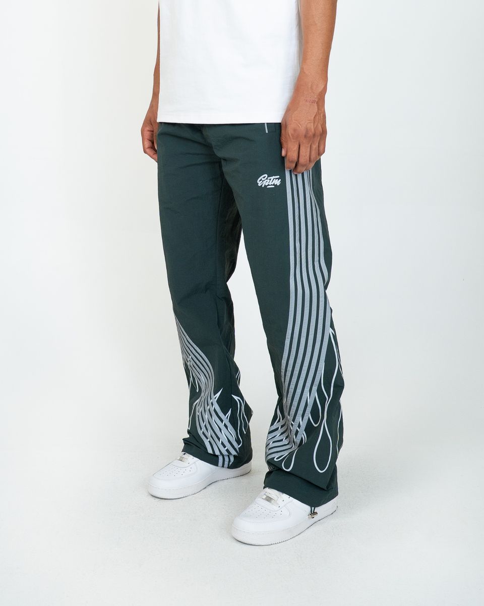 EPTM - FLAME Stripe Windbreaker Pants  - Forest Green 764