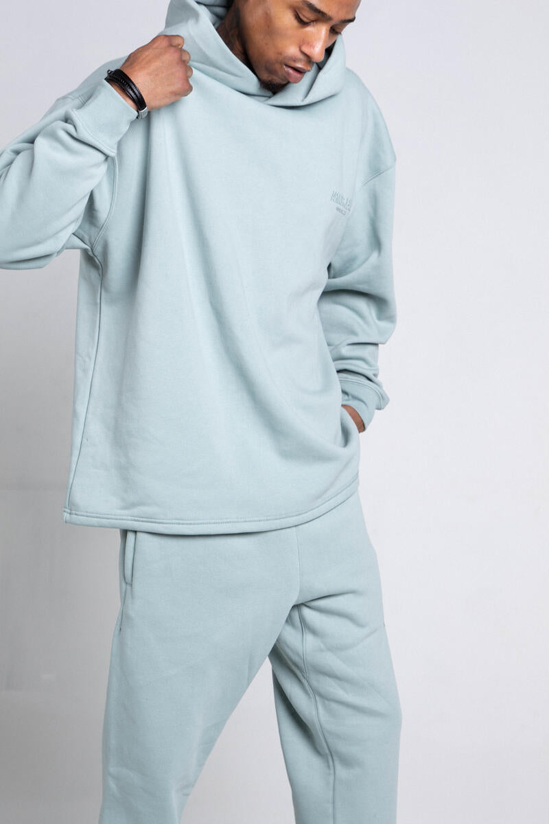 Oversize Hood w Jogger Sweats set Light Teal 713