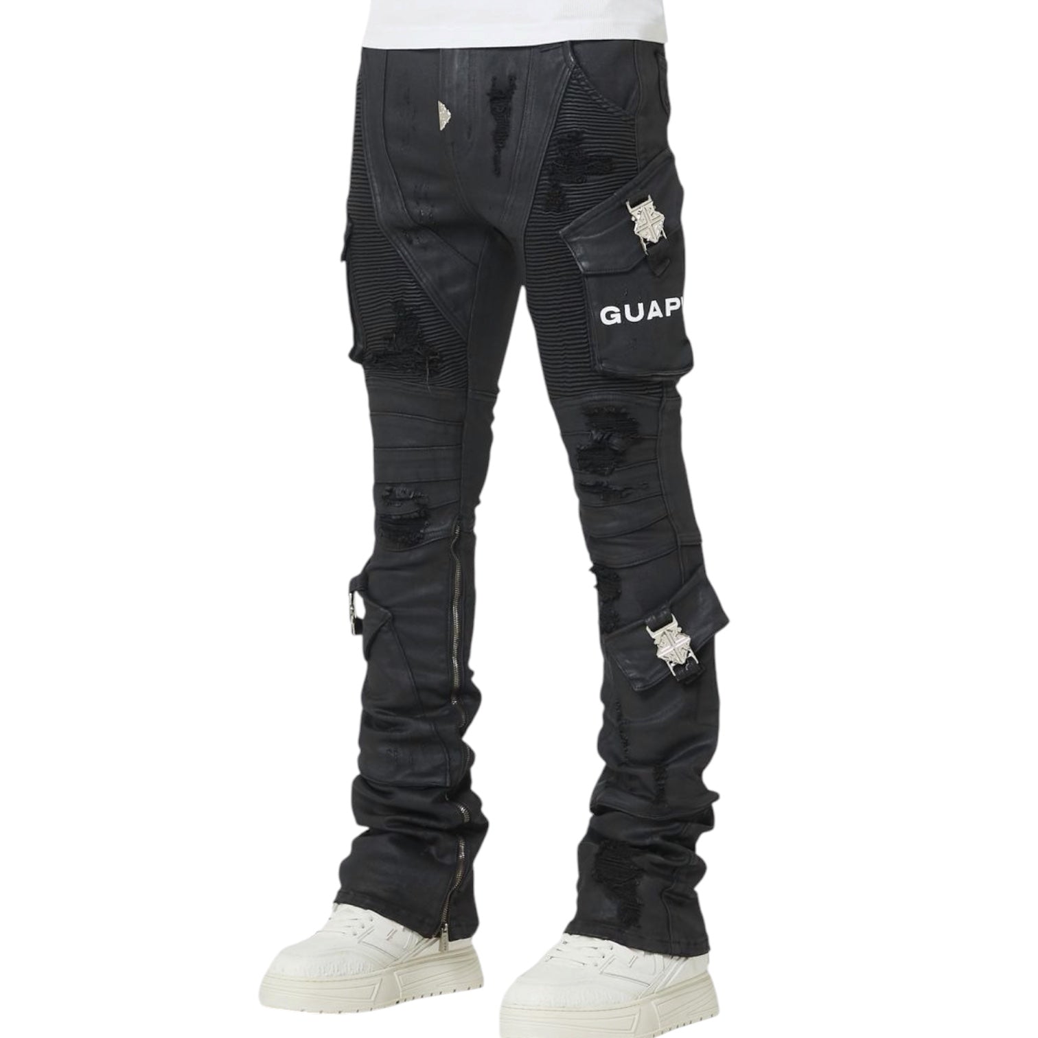 GUAPI - stacked Waxed Black Ops Denim - Black