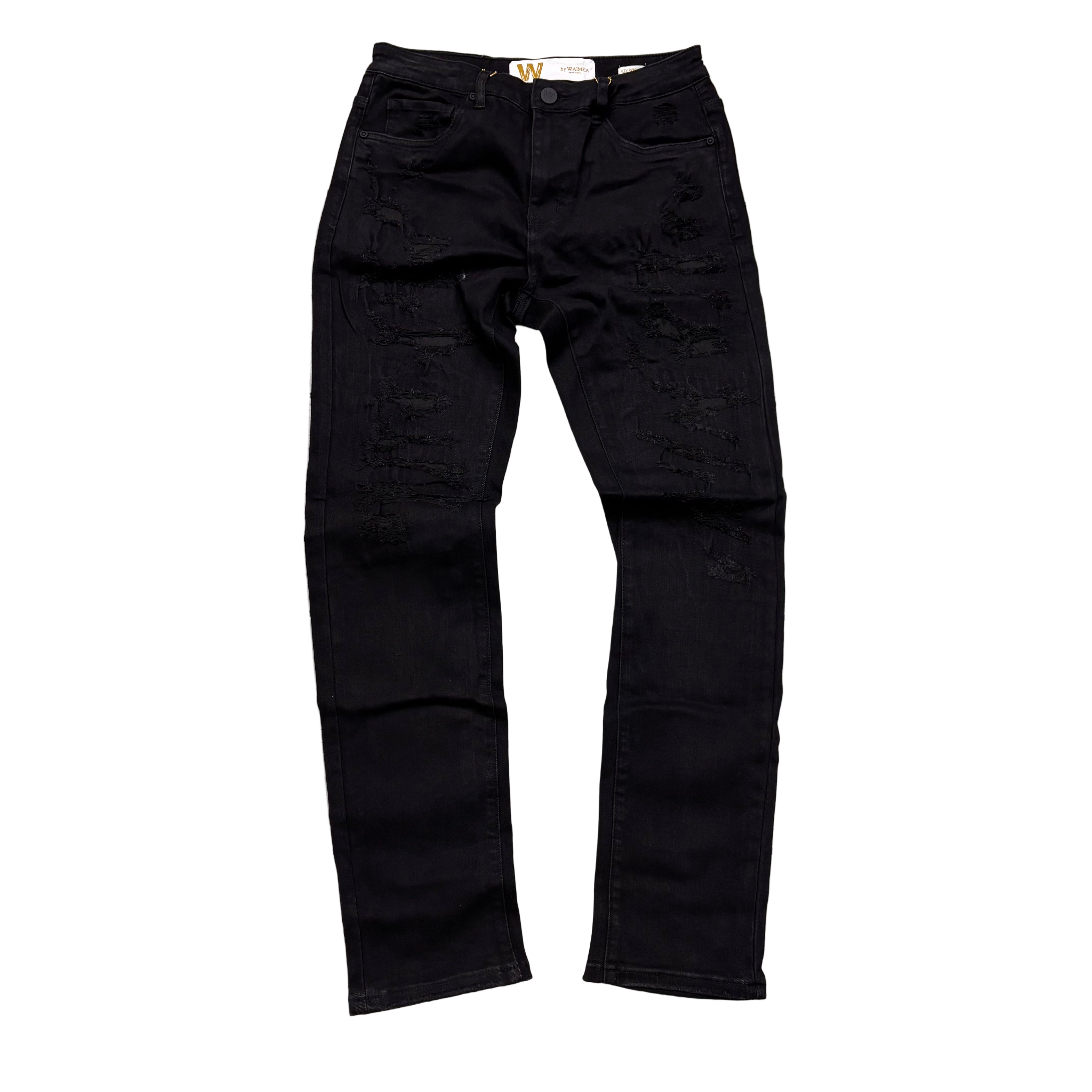 W - Skinny Distress Denim - JET BLK - M8116D
