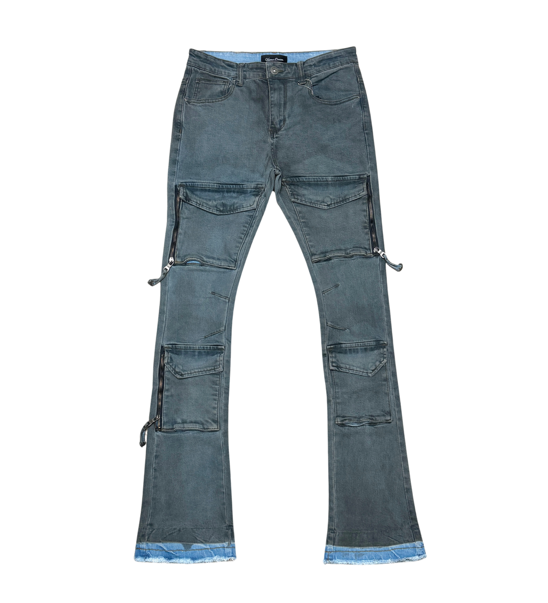 Vicious Stacked Waxed Coated utility Denim Oil Blue VC624