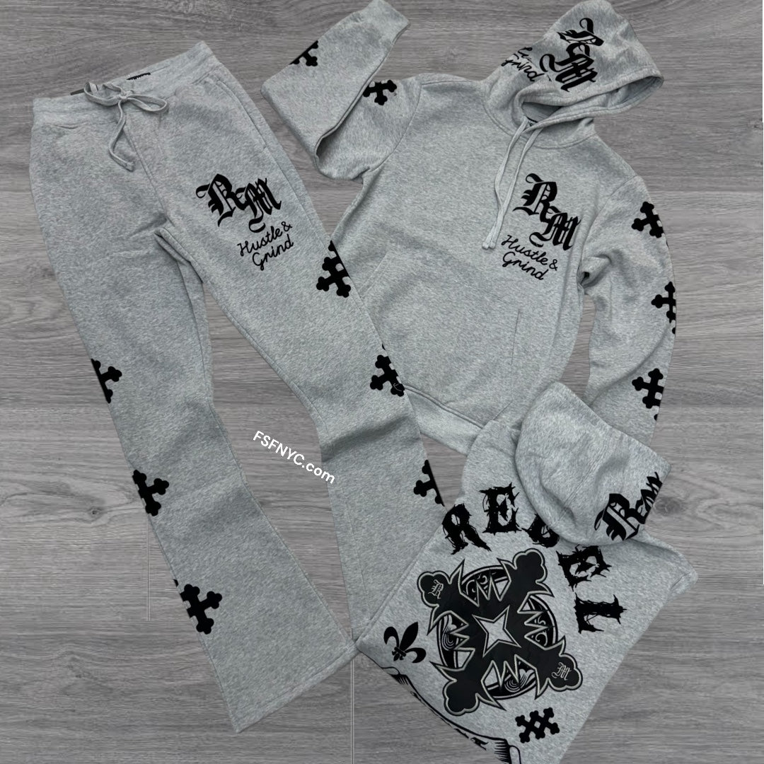 Rebel Stacked Cross SweatSuit Grey 335 442