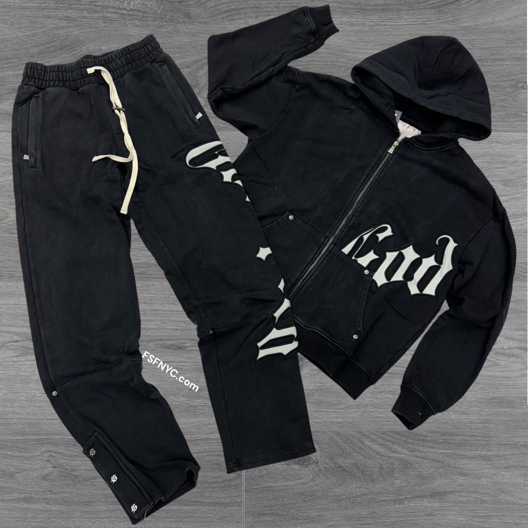 GodSpeed OG Logo Sweat Suit Black Wash