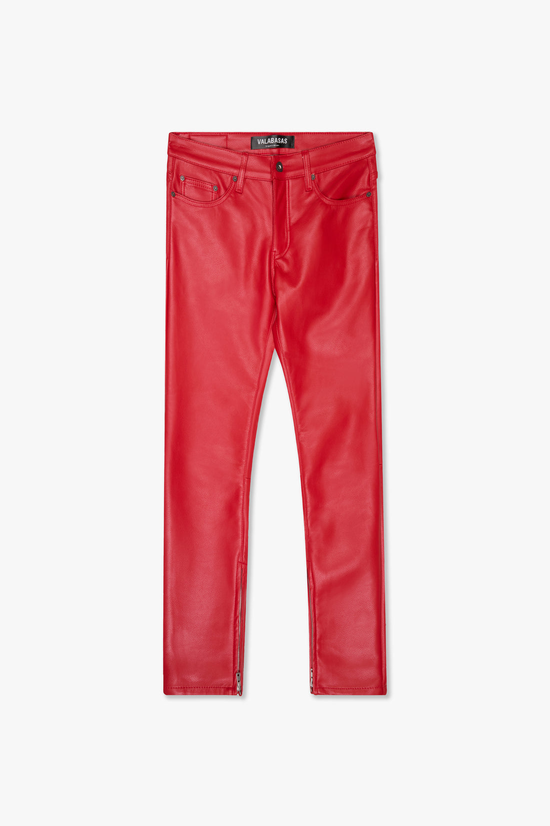 Valabasas JEDI stacked/Skinny pu Leather Pants Red 1004